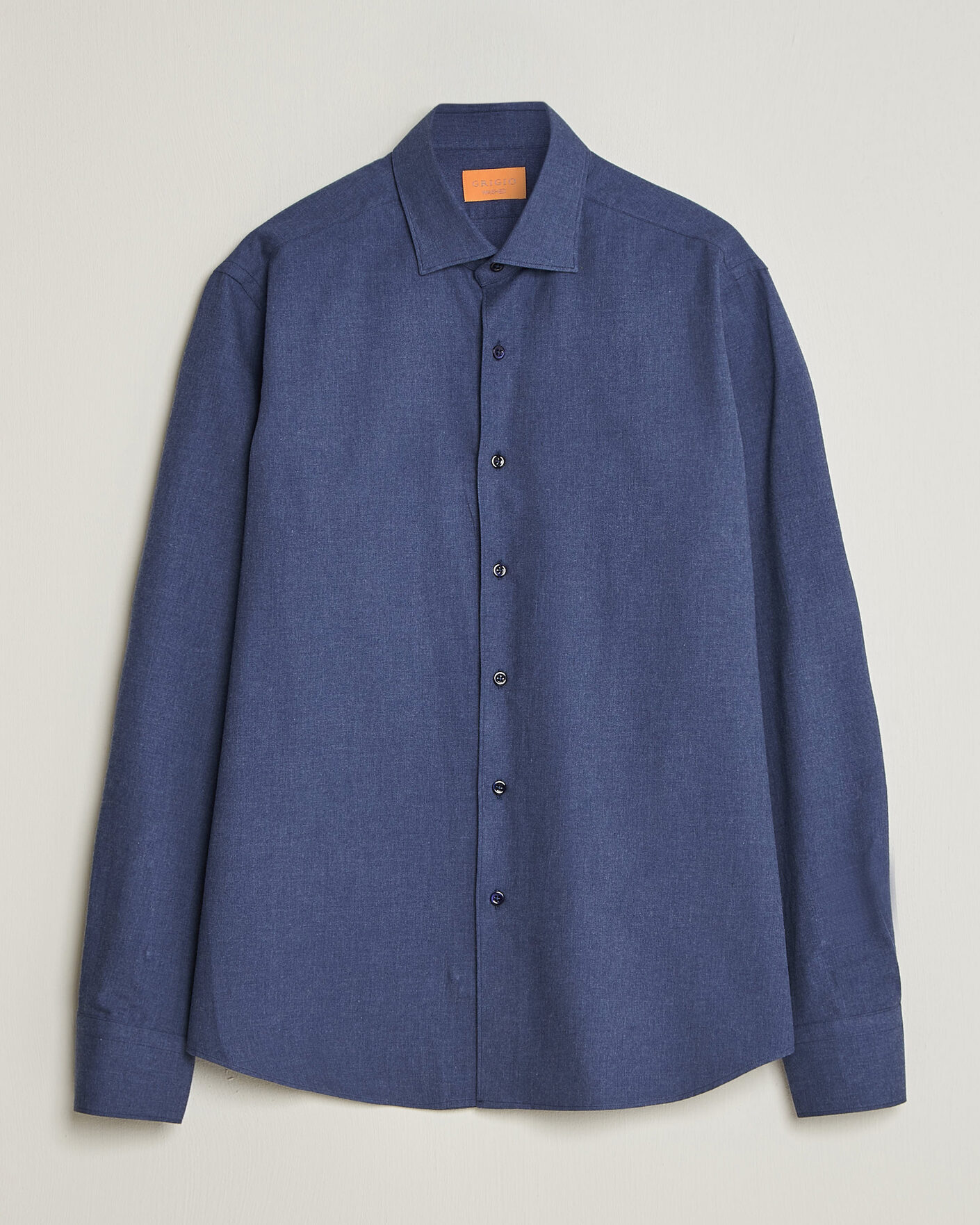 Heren | Overhemden | Grigio | Washed Flannel Shirt Navy