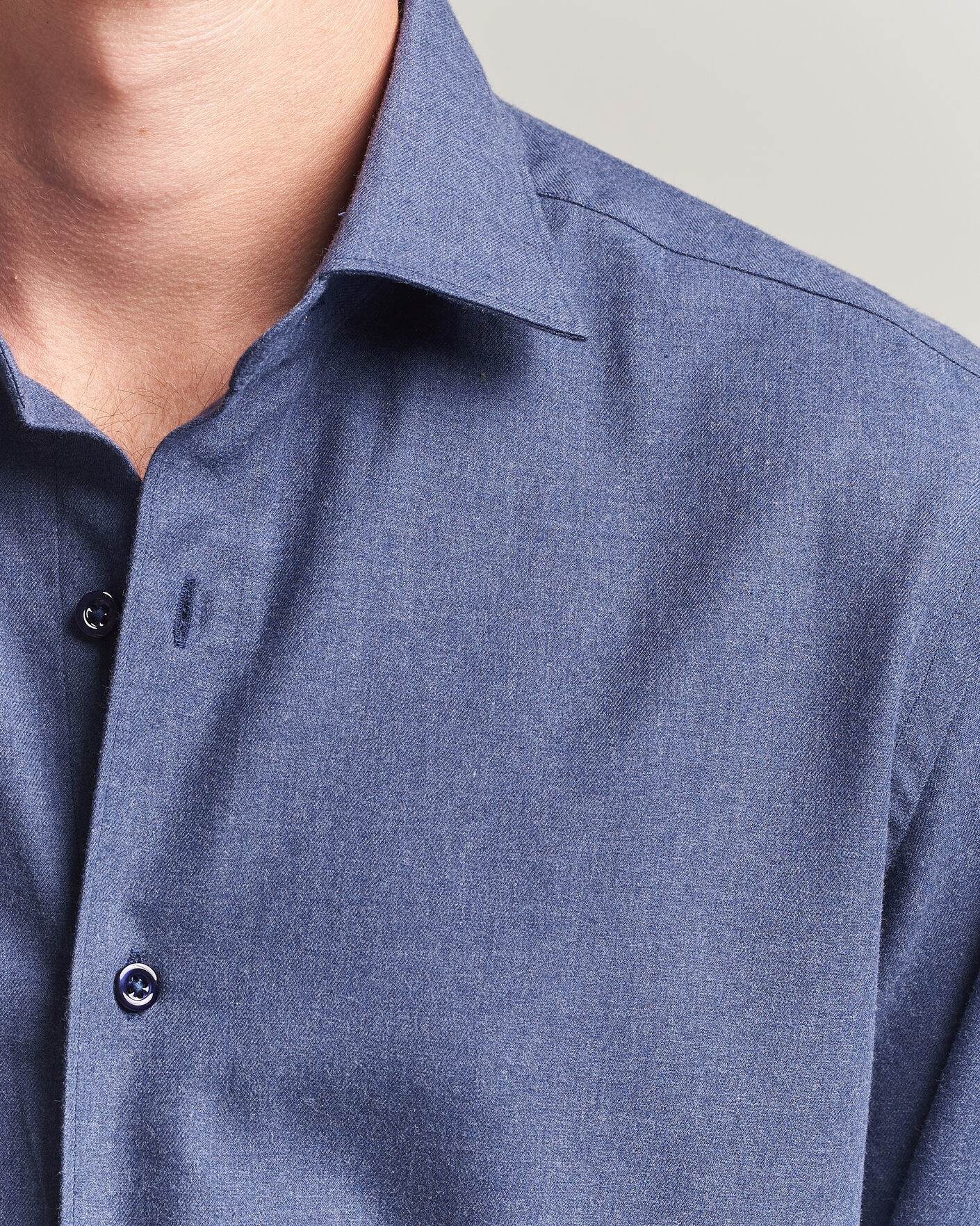Heren | Overhemden | Grigio | Washed Flannel Shirt Navy