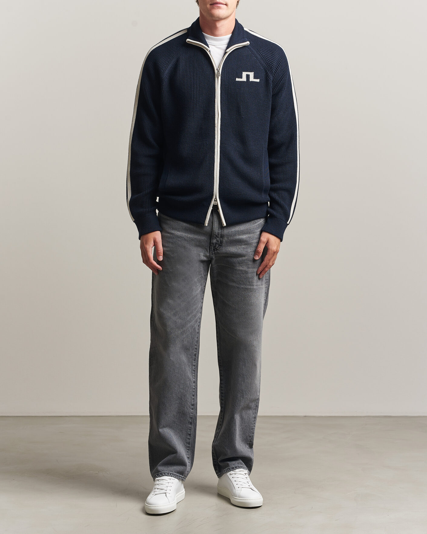 Heren | Truien | J.Lindeberg | Craig Knitted Full Zip JL Navy