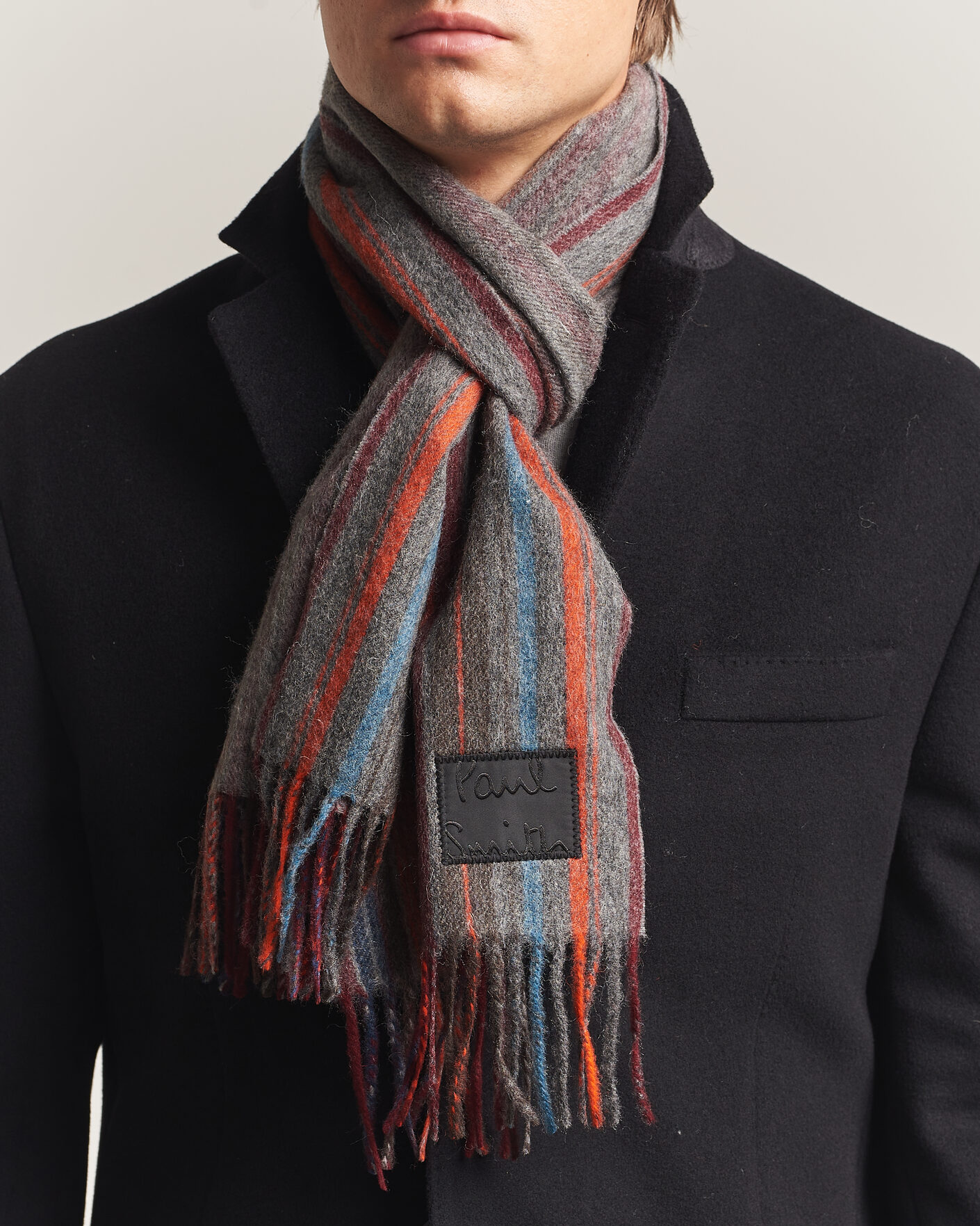Heren | Sjaals | Paul Smith | Lambswool Striped Scarf Red