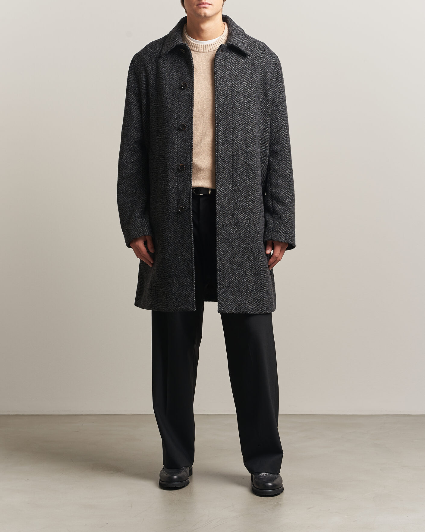 Heren | Jassen | PS Paul Smith | Wool Herringbone Coat Black