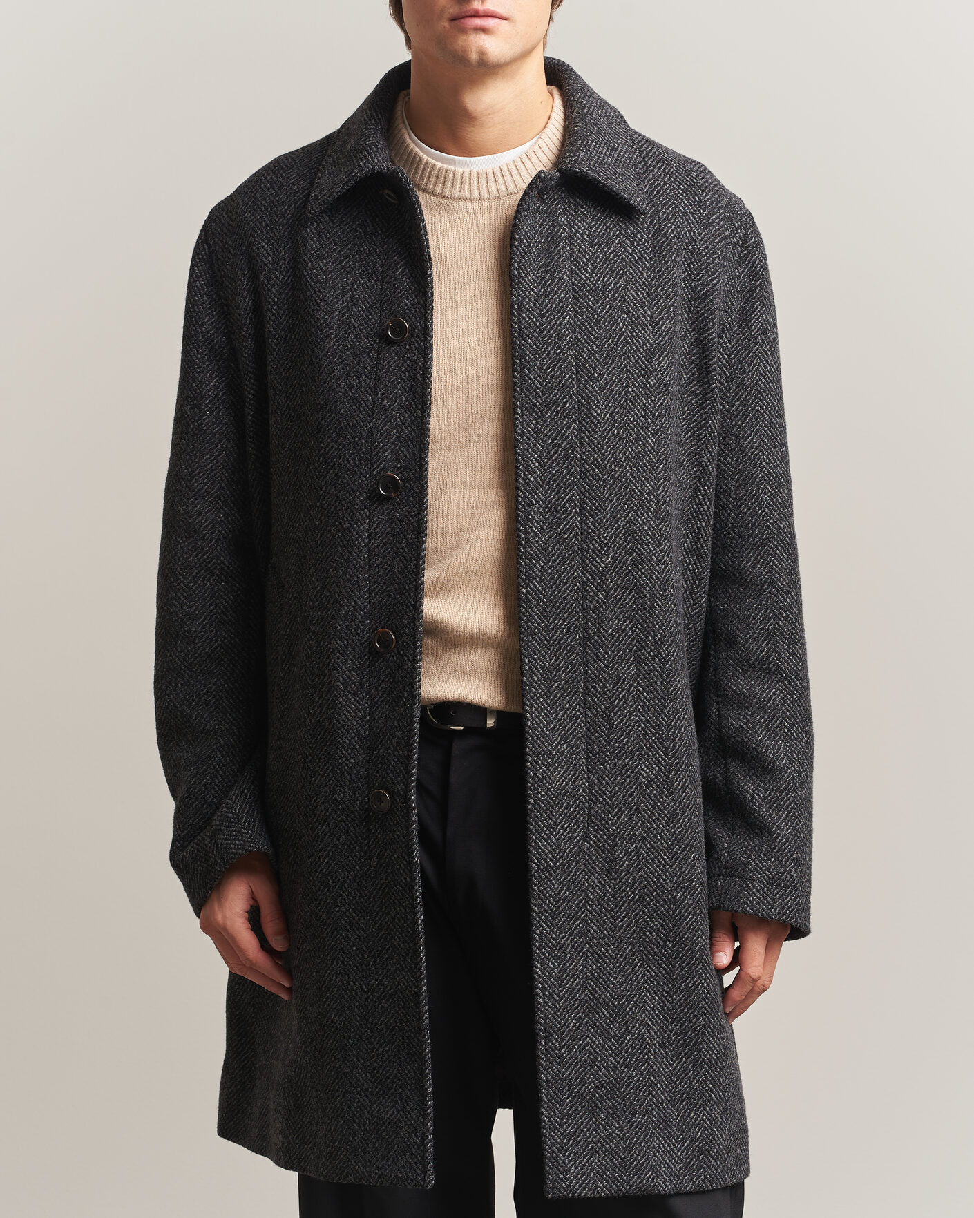Heren | Jassen | PS Paul Smith | Wool Herringbone Coat Black