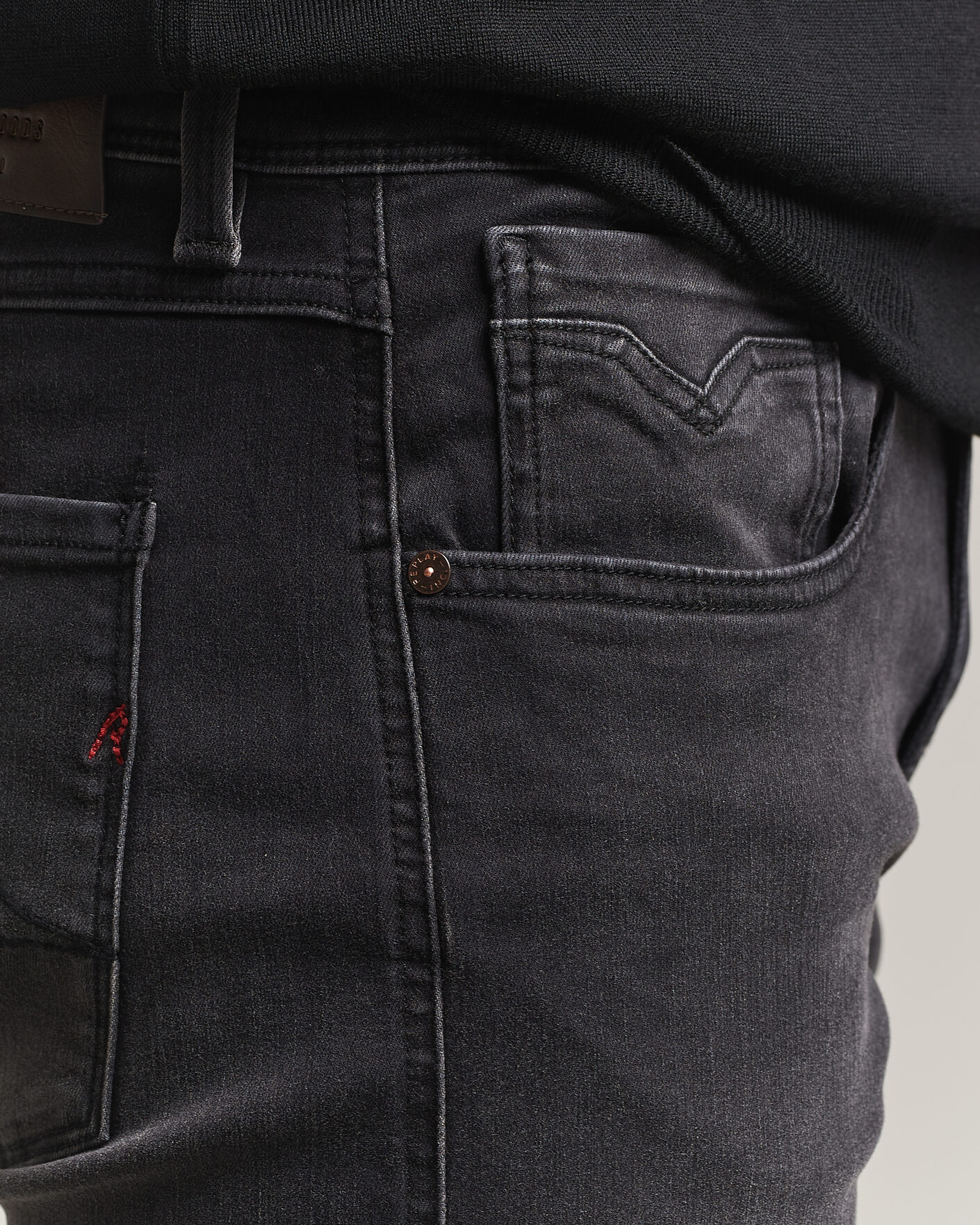 Heren | Jeans | Replay | Anbass Hyperflex Jeans Washed Black