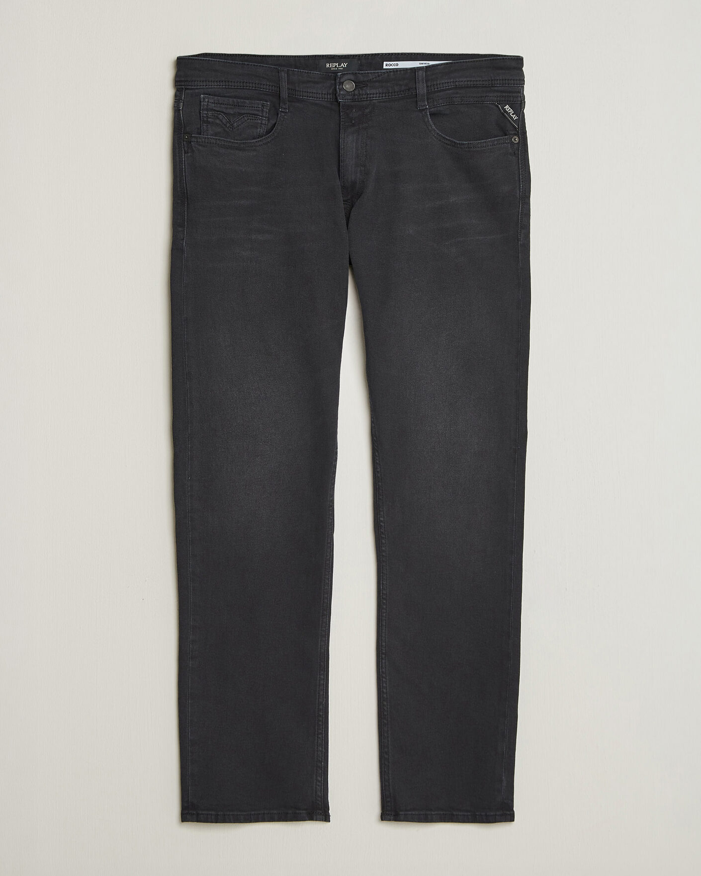 Heren | Jeans | Replay | Rocco Comfort Fit Powerstretch Jeans Washed Black
