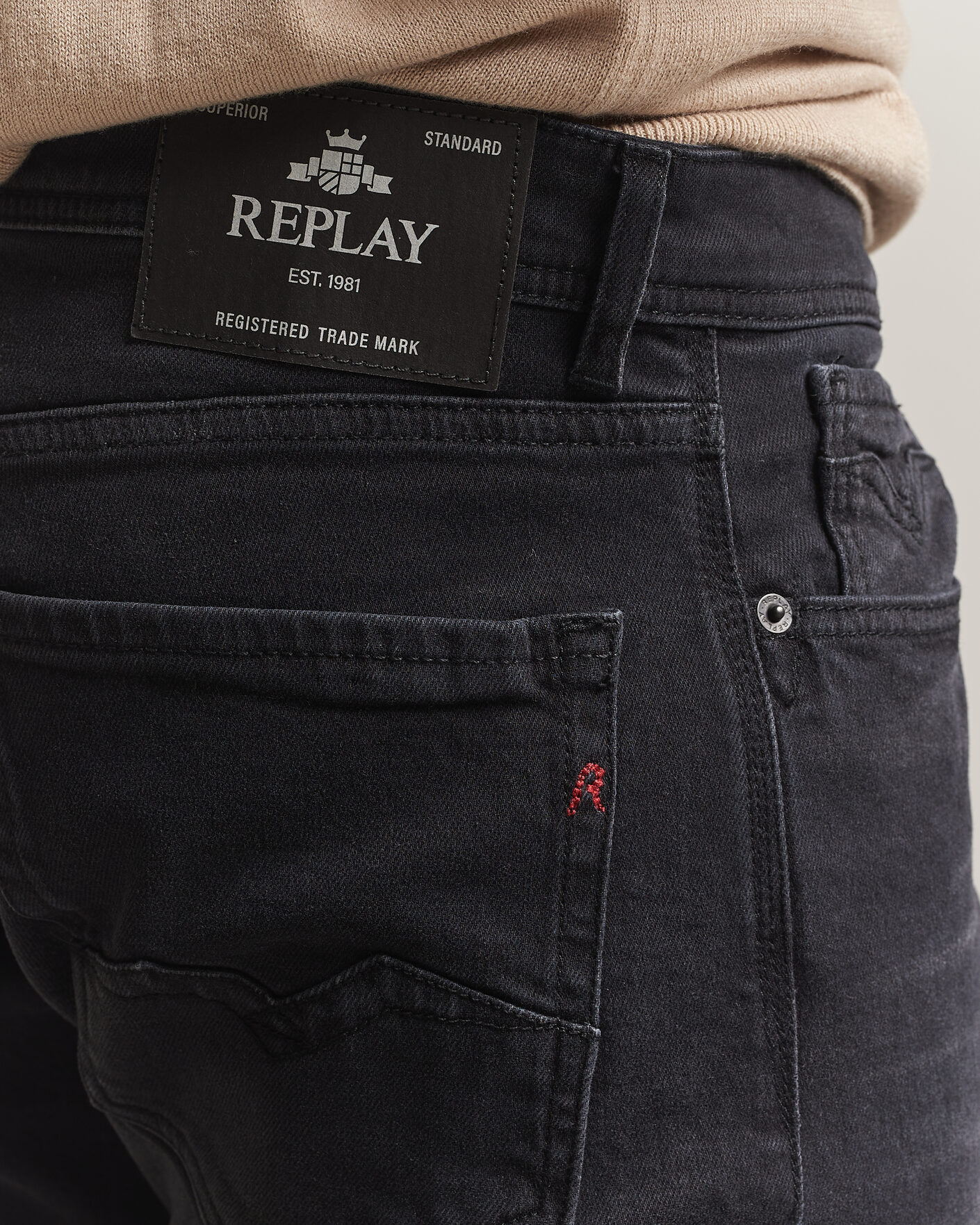 Heren | Jeans | Replay | Rocco Comfort Fit Powerstretch Jeans Washed Black