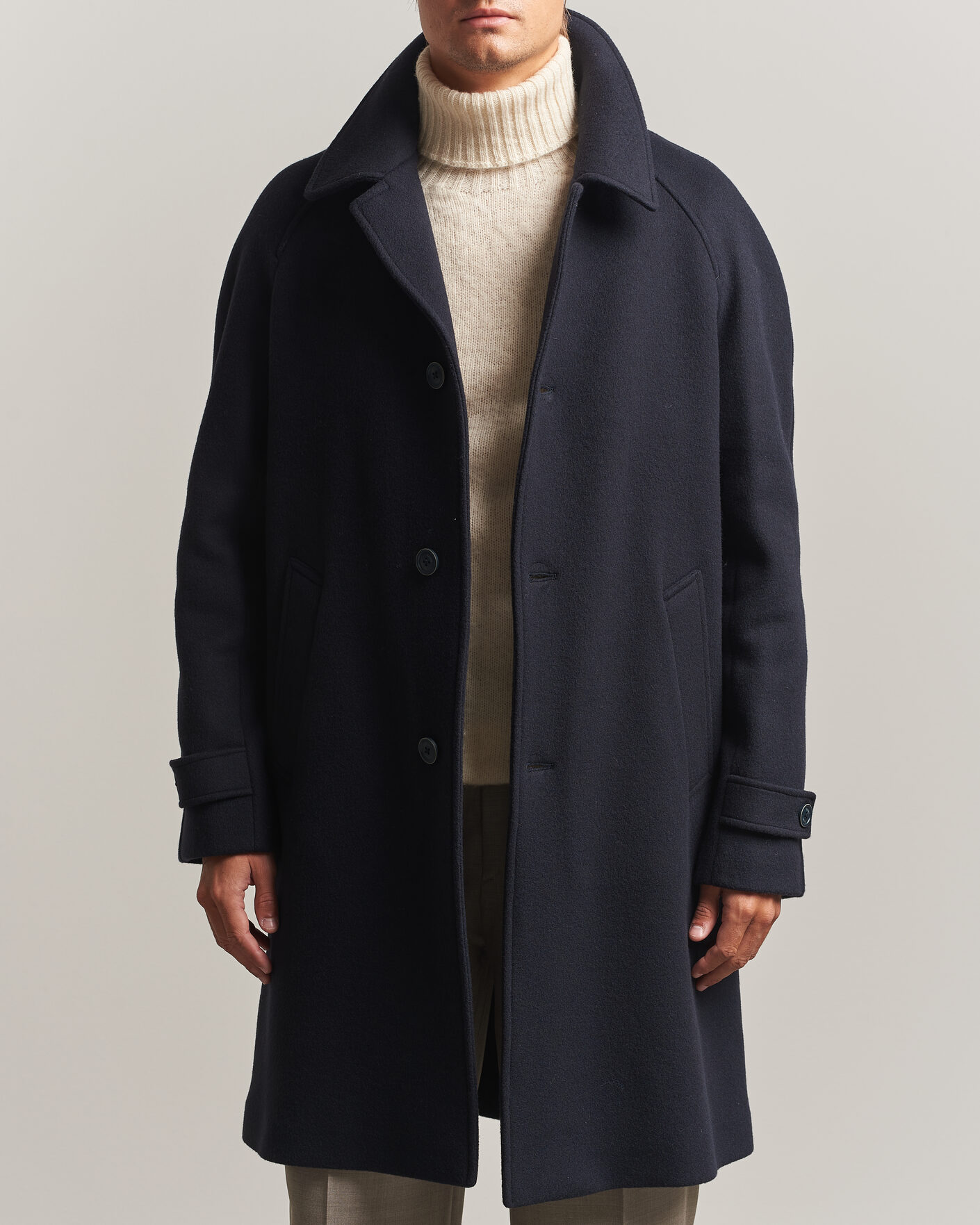 Heren | Jassen | Herno | Raglan Wool Coat Navy