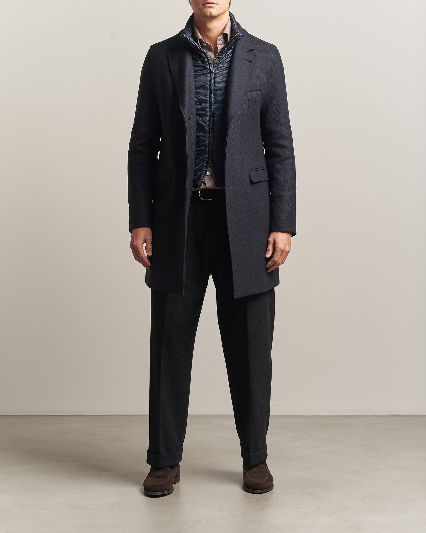 Heren | Jassen | Herno | Wool Zip Coat Navy