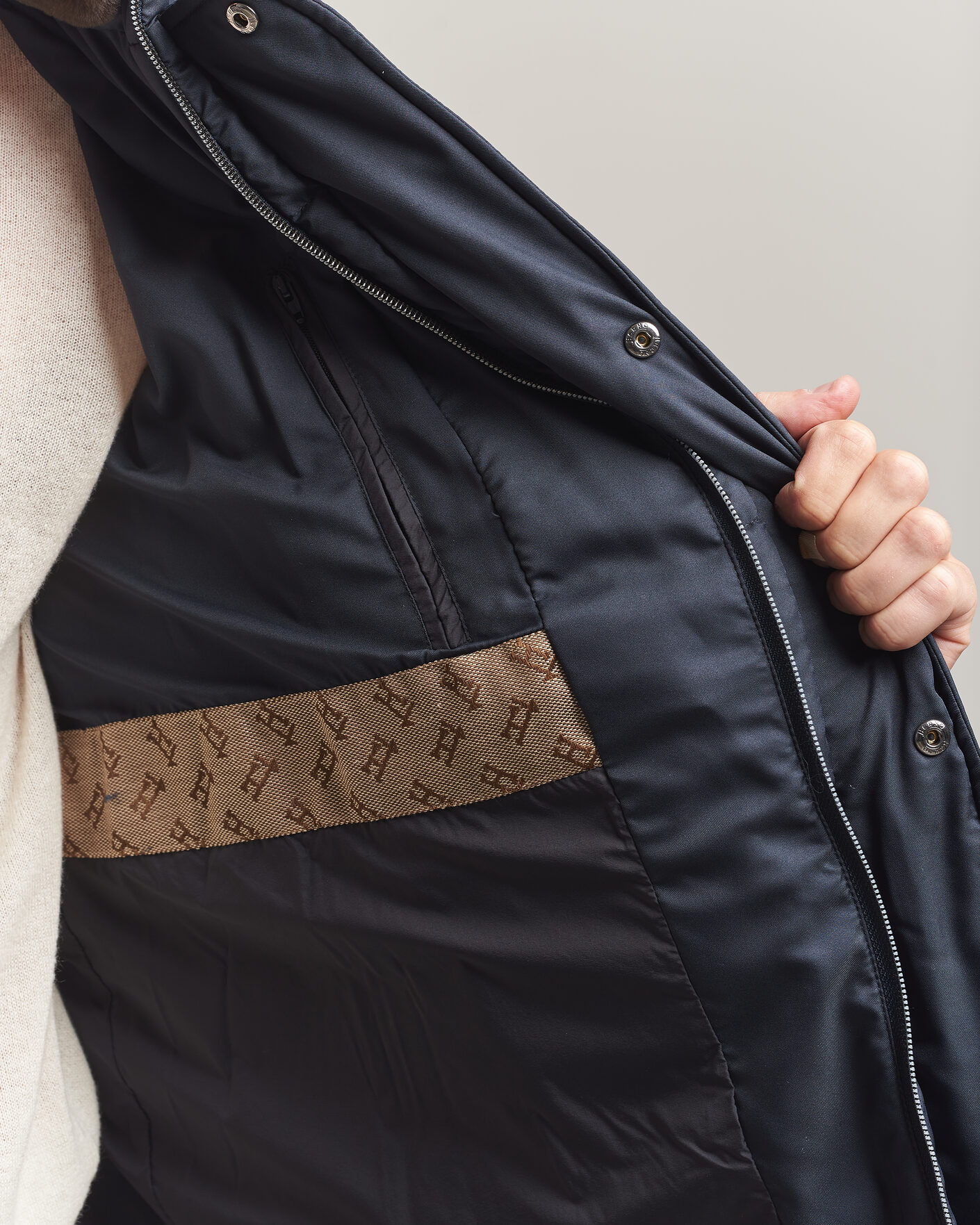 Heren | Jassen | Herno | Faux Fur Down Jacket Navy