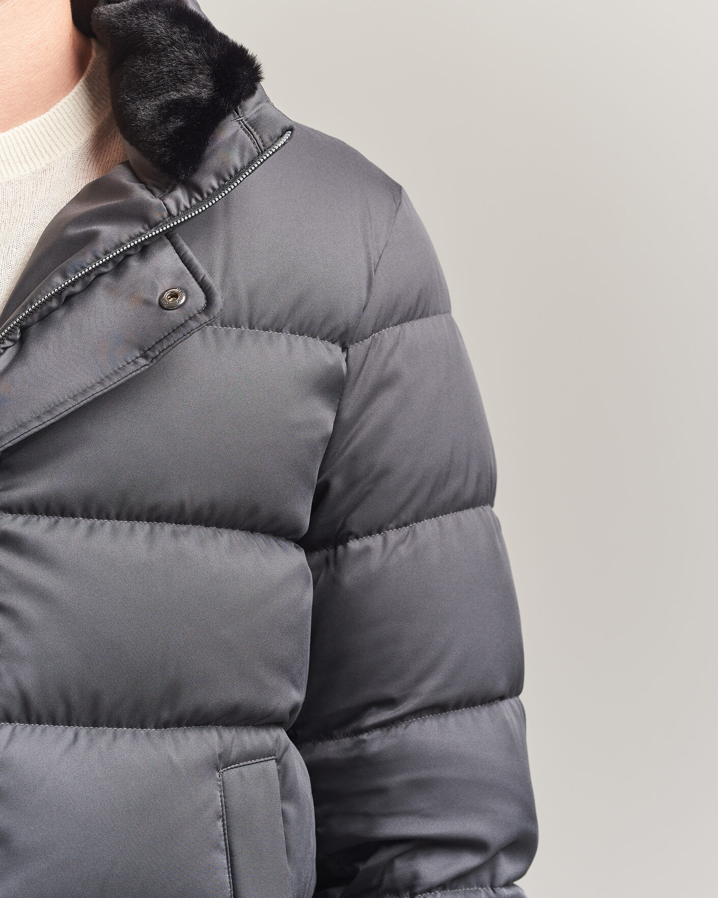 Heren | Jassen | Herno | Faux Fur Down Jacket Dark Grey