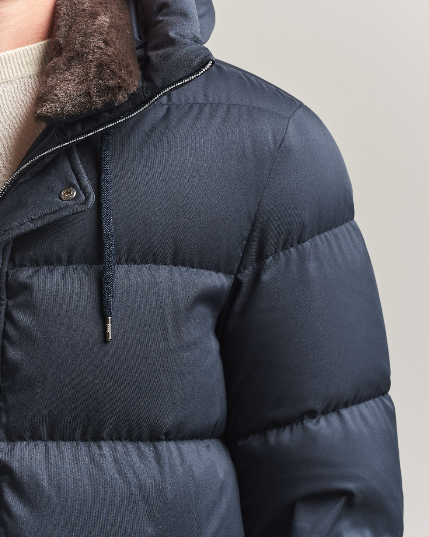 Heren | Jassen | Herno | Faux Fur Down Parka Navy