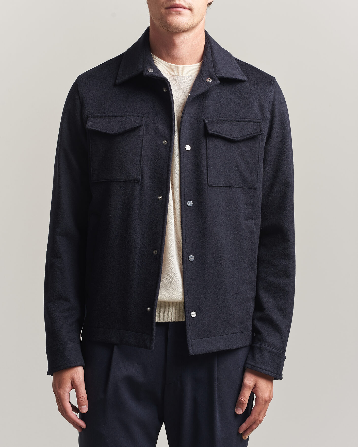 Heren | Jassen | Herno | Cashmere Overshirt Navy