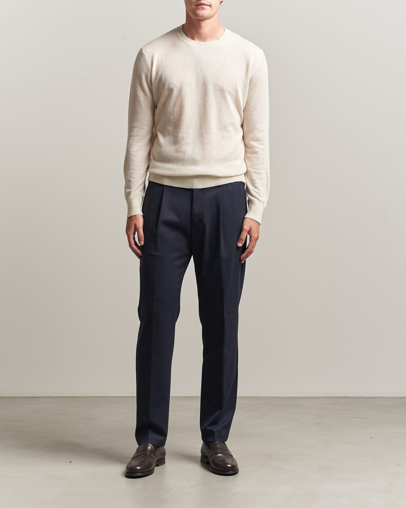Heren | Broeken | Herno | Pleated Wool Trousers Navy