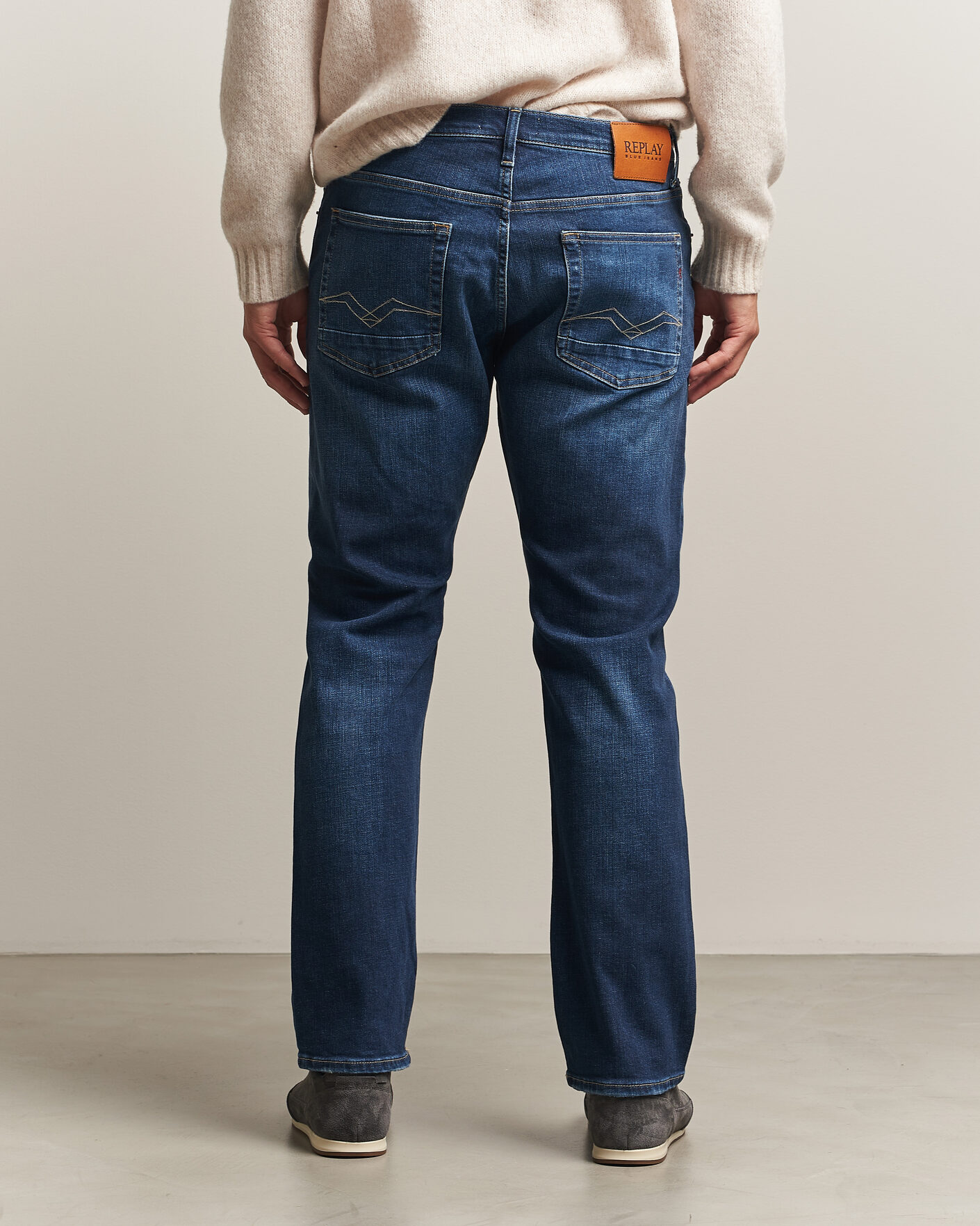 Heren | Jeans | Replay | Aideen Straight Fit Jeans Dark Blue