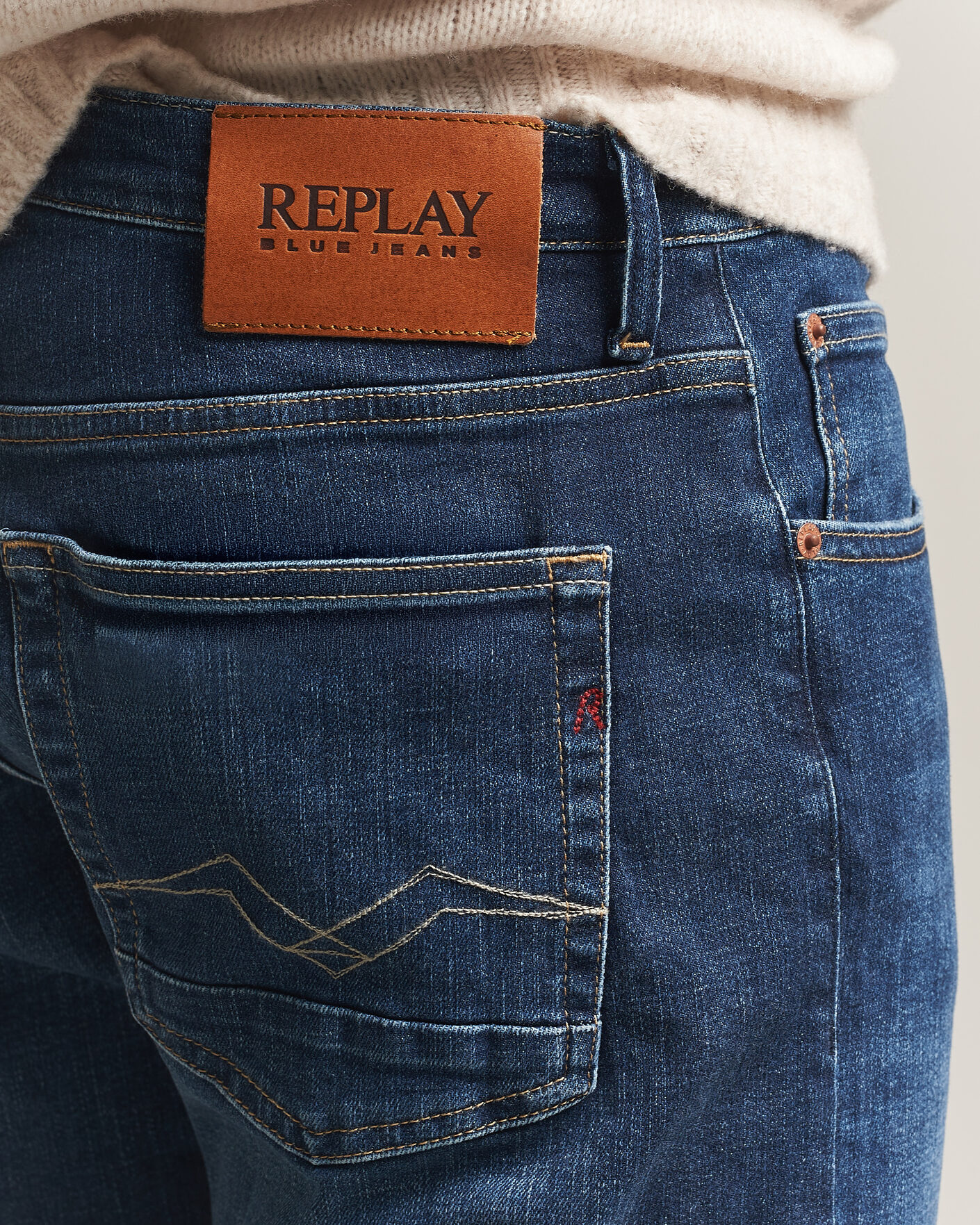 Heren | Jeans | Replay | Aideen Straight Fit Jeans Dark Blue