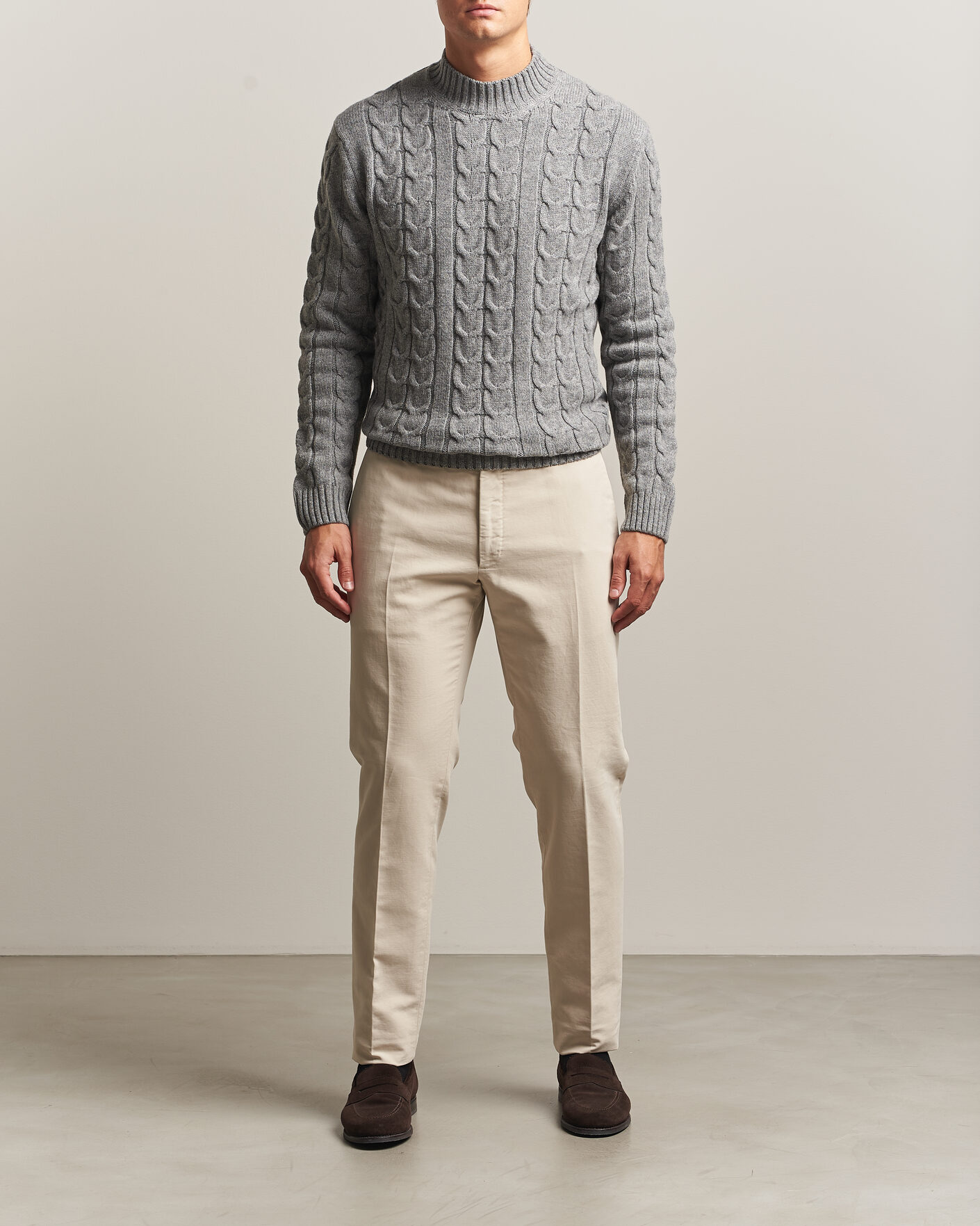 Heren | Broeken | Incotex | Slim Fit Soft Cotton Stretch Chinos Off White