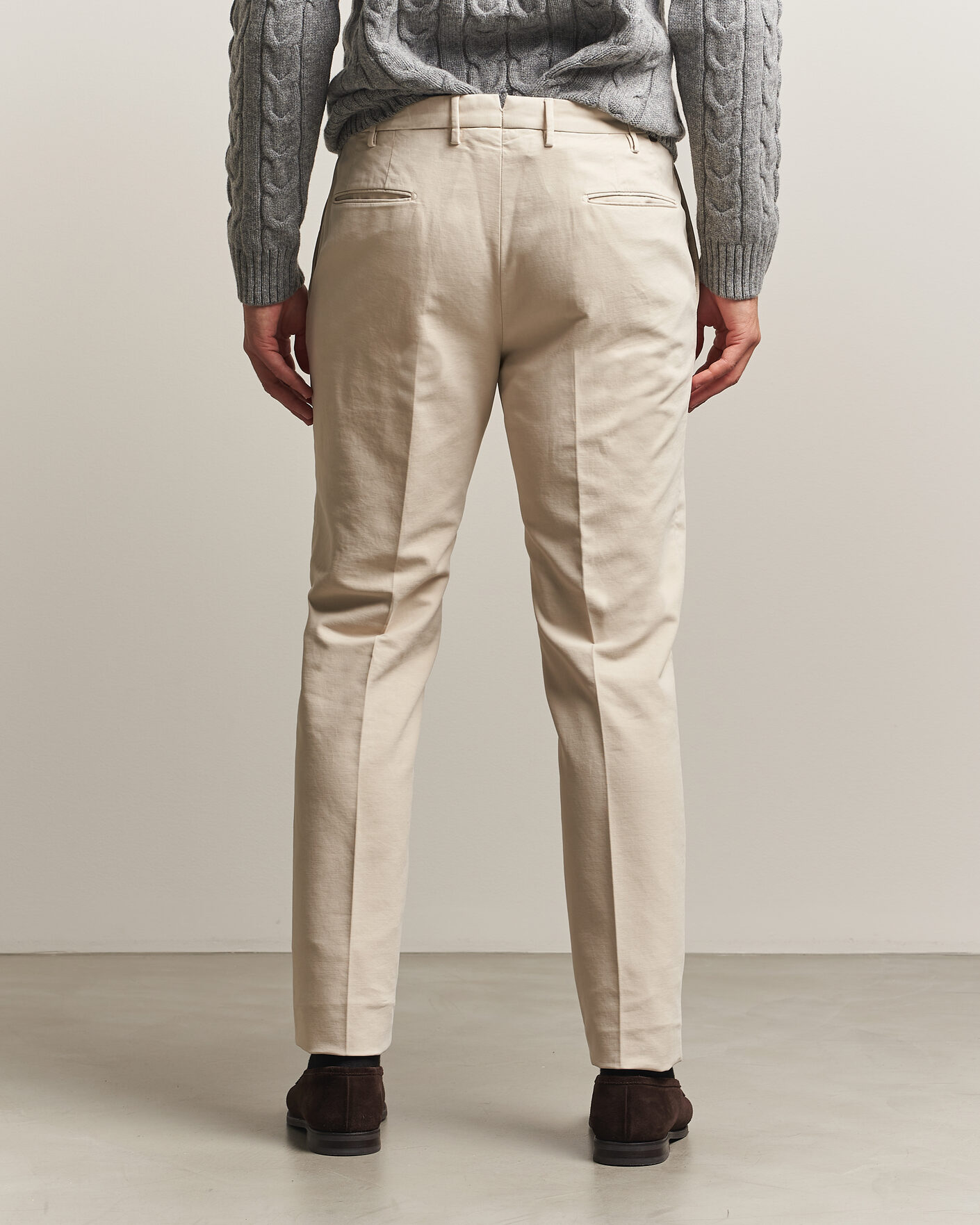 Heren | Broeken | Incotex | Slim Fit Soft Cotton Stretch Chinos Off White