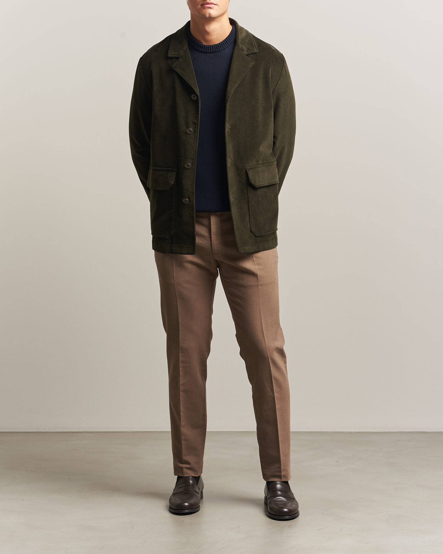Heren | Broeken | Incotex | Slim Fit Soft Cotton Stretch Chinos Taupe