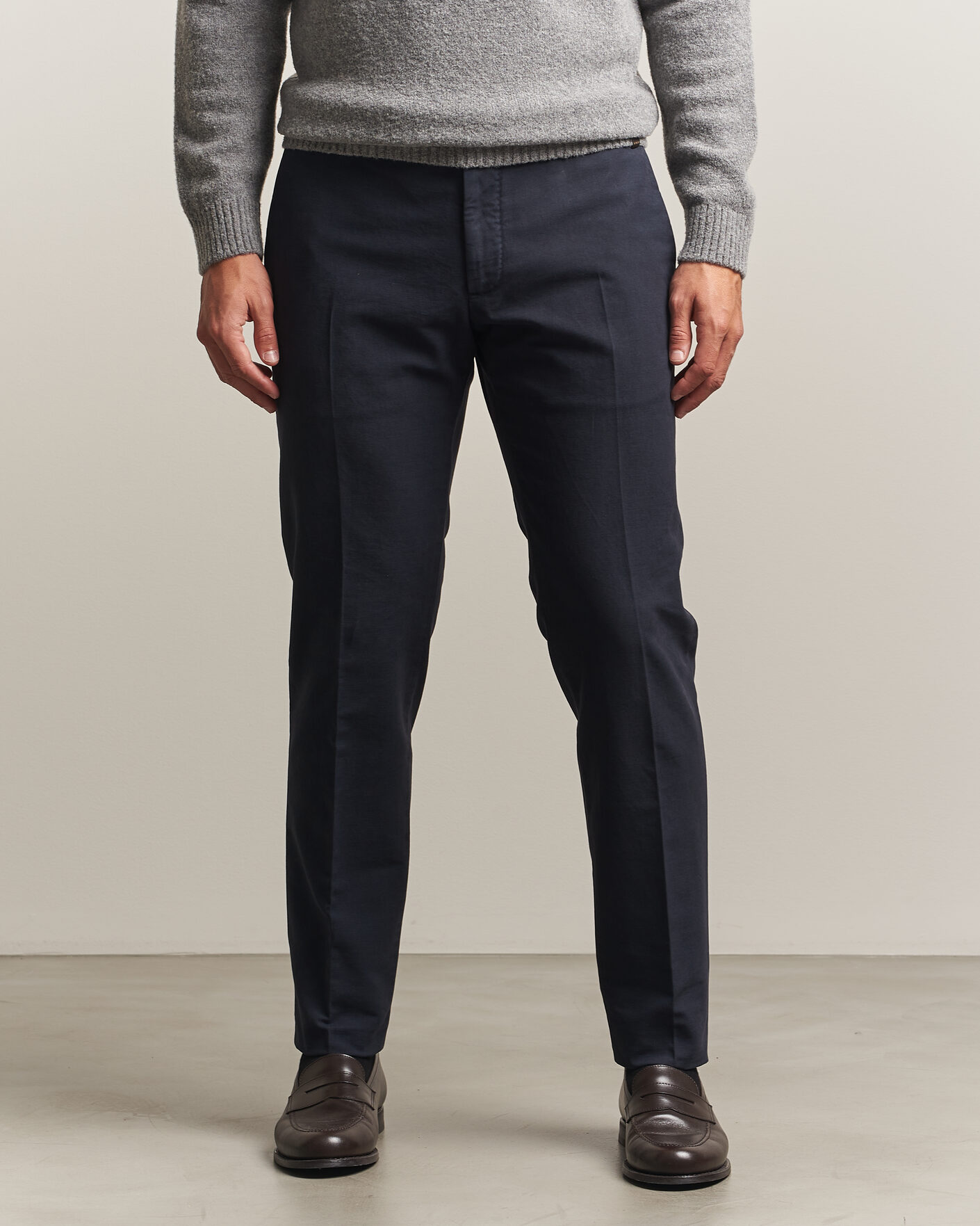 Heren | Broeken | Incotex | Slim Fit Soft Cotton Stretch Chinos Navy
