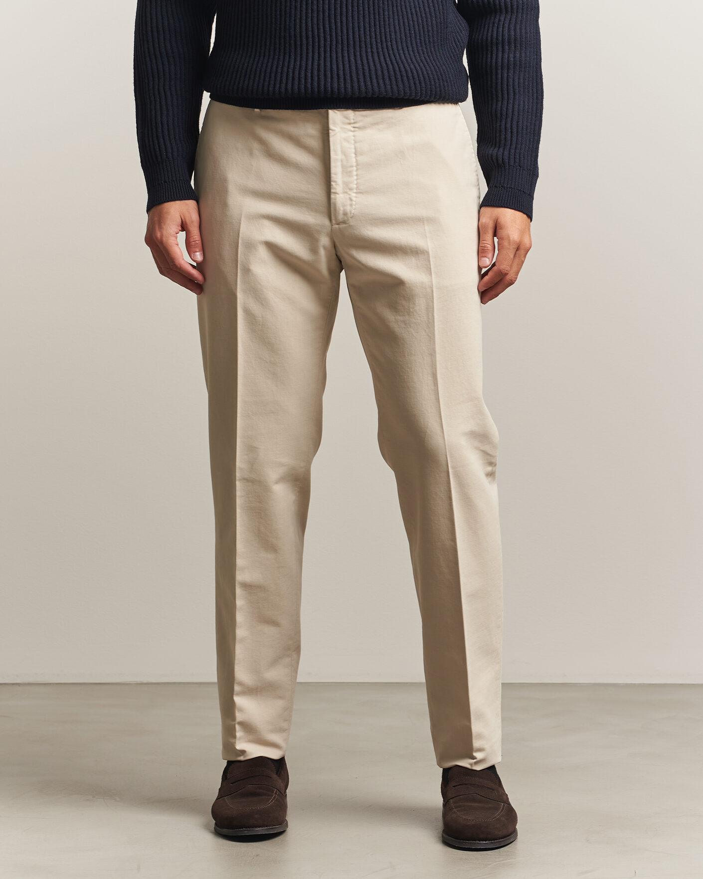 Heren | Broeken | Incotex | Regular Fit Soft Cotton Stretch Chinos Off White