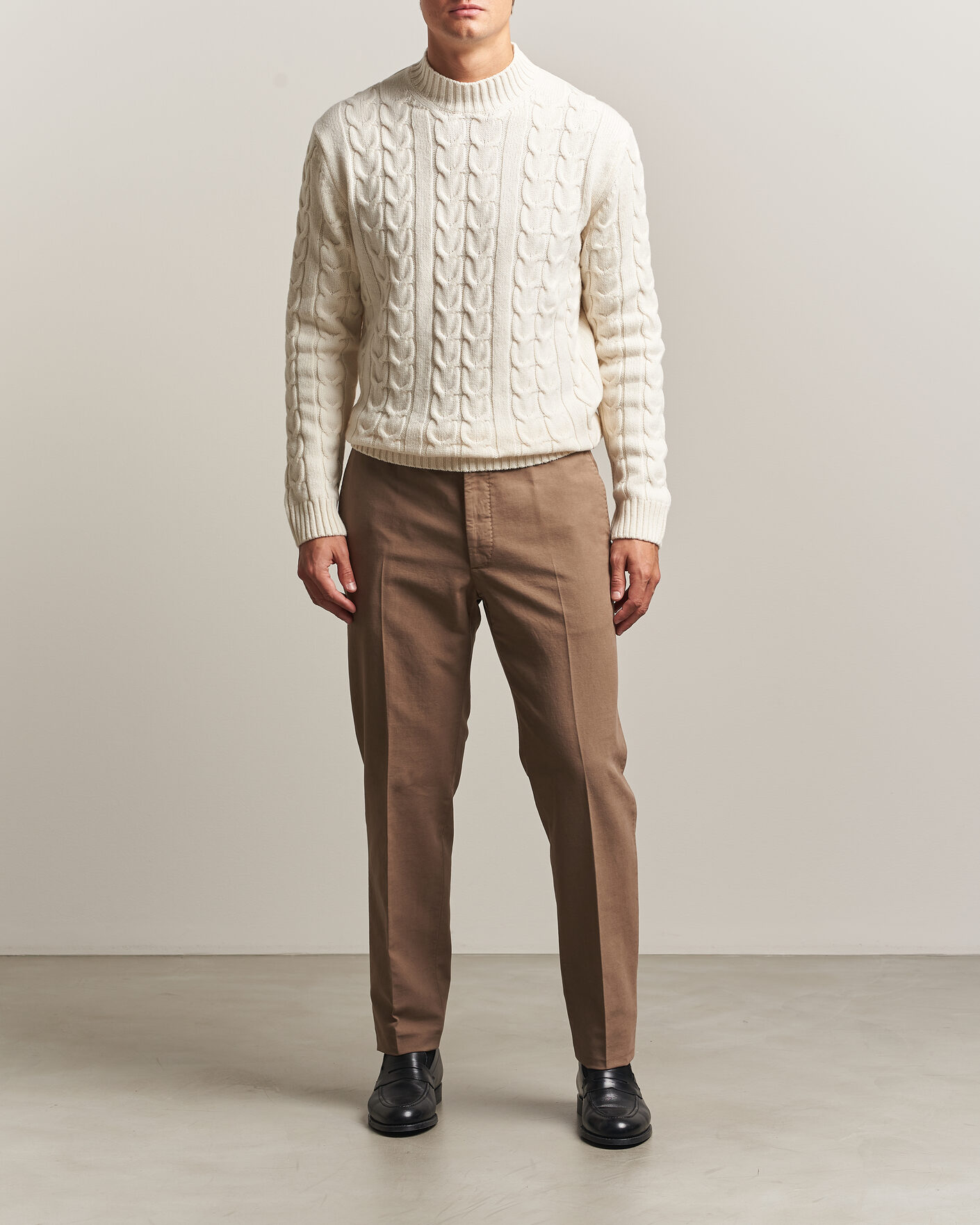 Heren | Broeken | Incotex | Regular Fit Soft Cotton Stretch Chinos Taupe