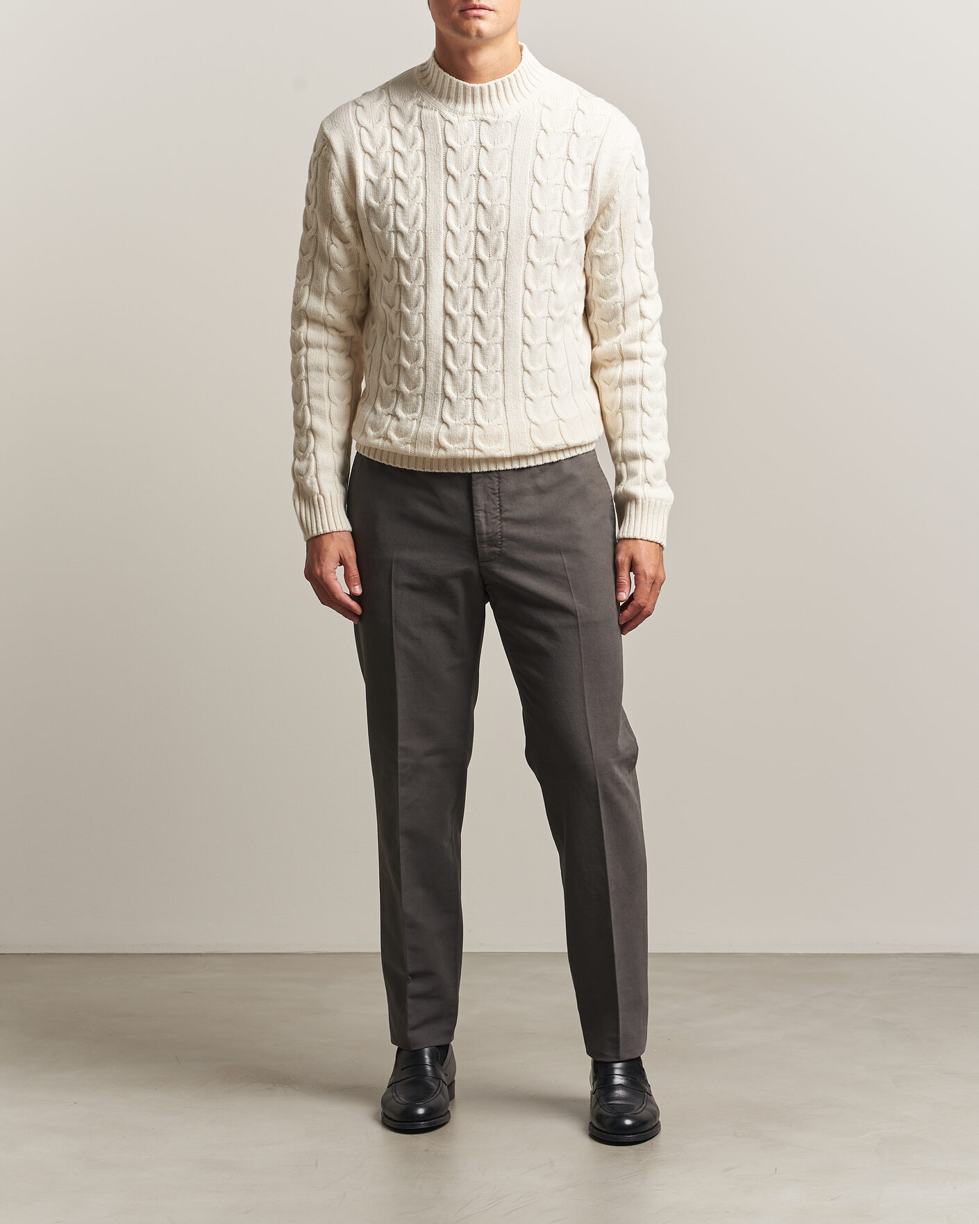 Heren | Broeken | Incotex | Regular Fit Soft Cotton Stretch Chinos Dark Grey