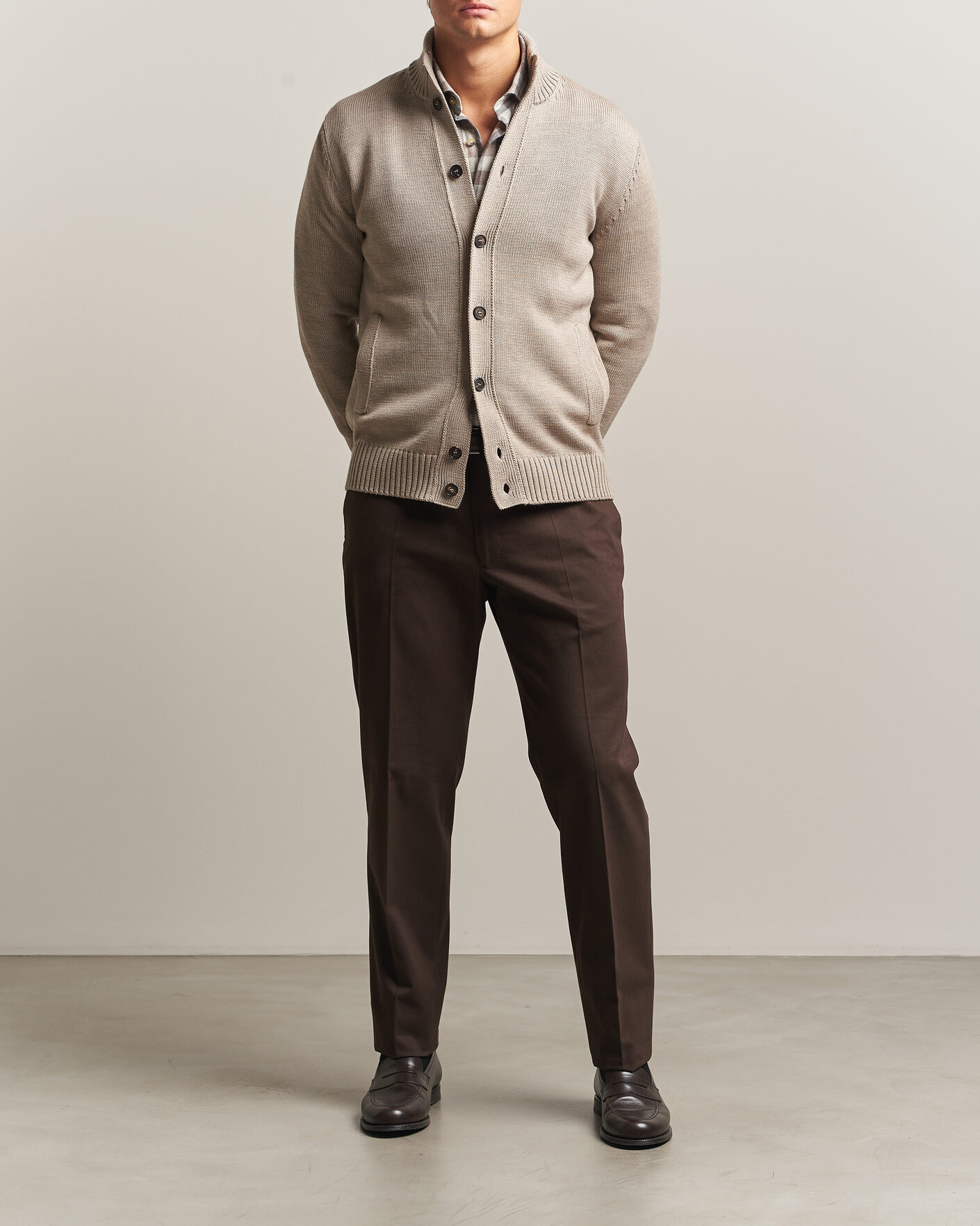 Heren | Broeken | Incotex | Regular Fit Cotton/Cashmere Trousers Military