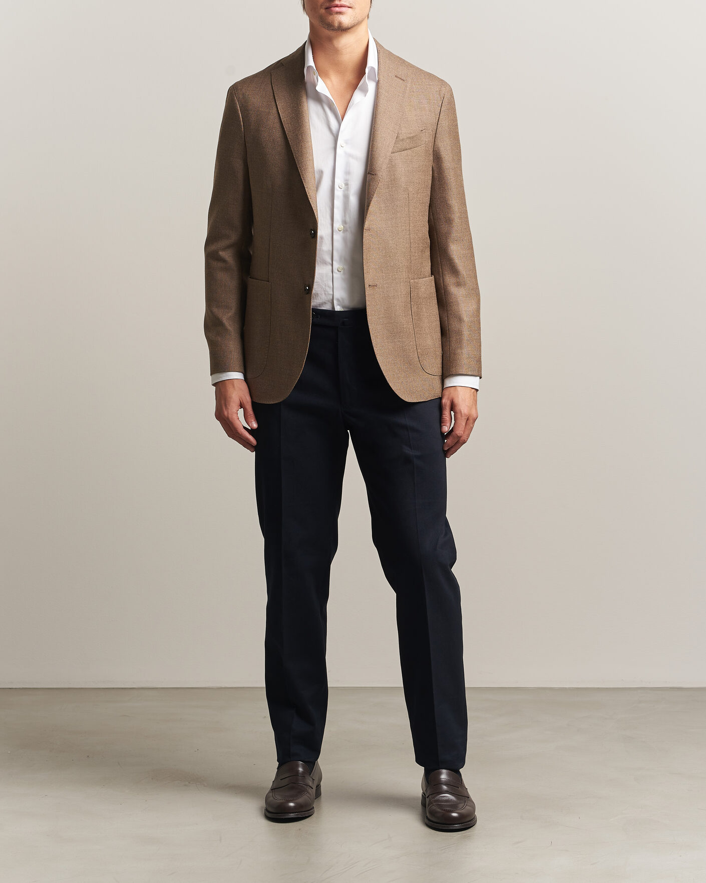 Heren | Broeken | Incotex | Regular Fit Cotton/Cashmere Trousers Navy