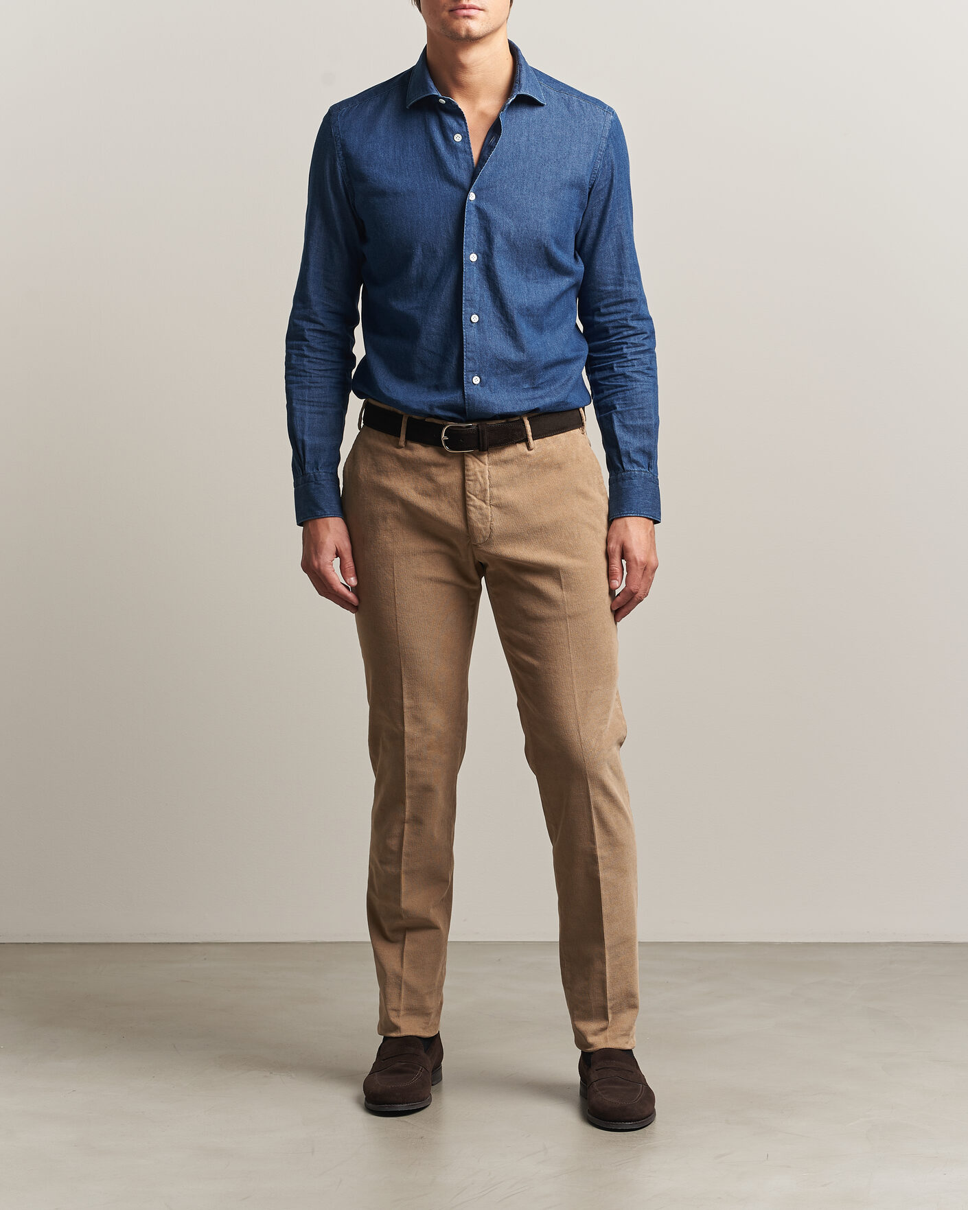 Heren | Broeken | Incotex | Slim Fit Baby Corduroy Trousers Beige