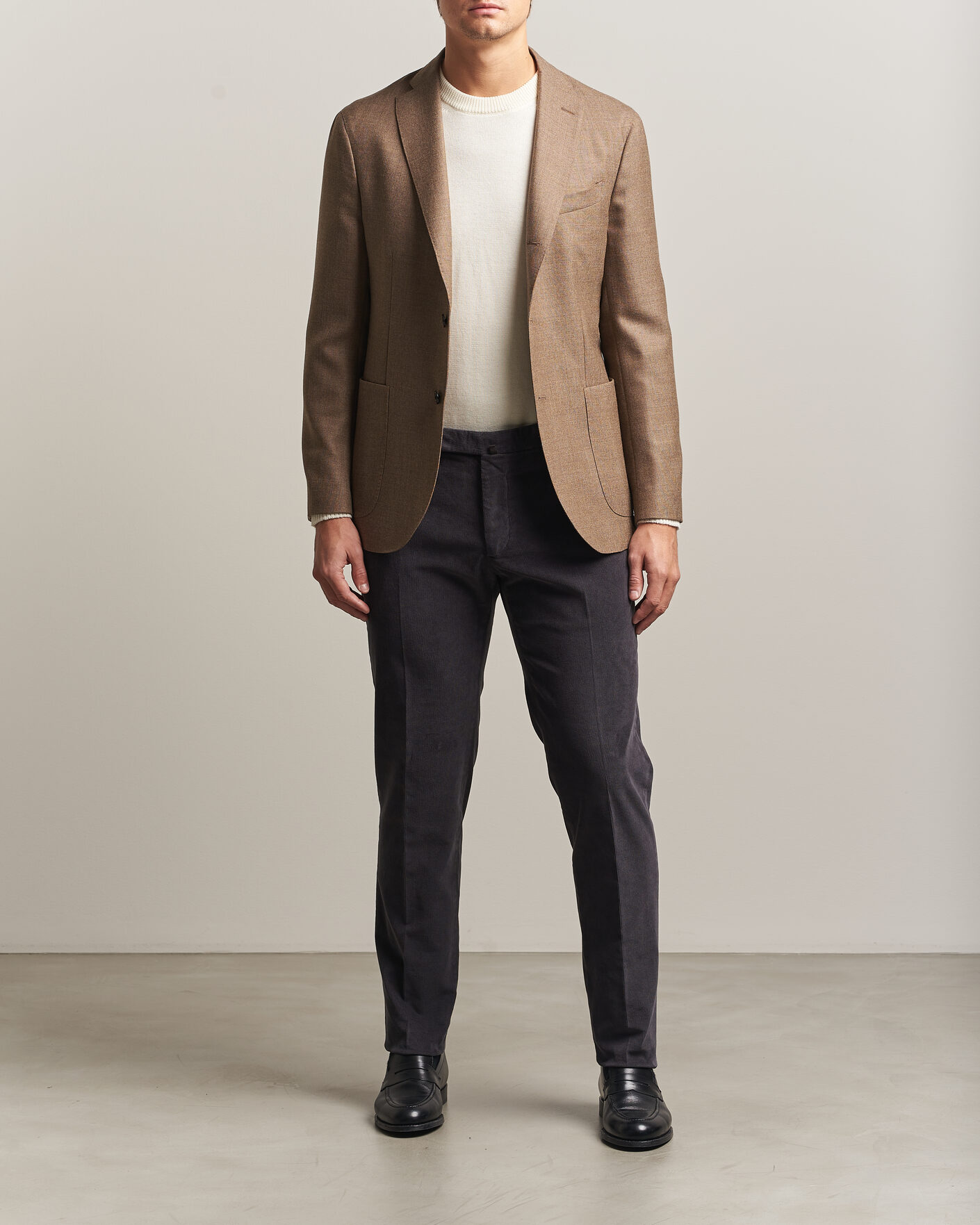Heren | Broeken | Incotex | Slim Fit Baby Corduroy Trousers Dark Grey