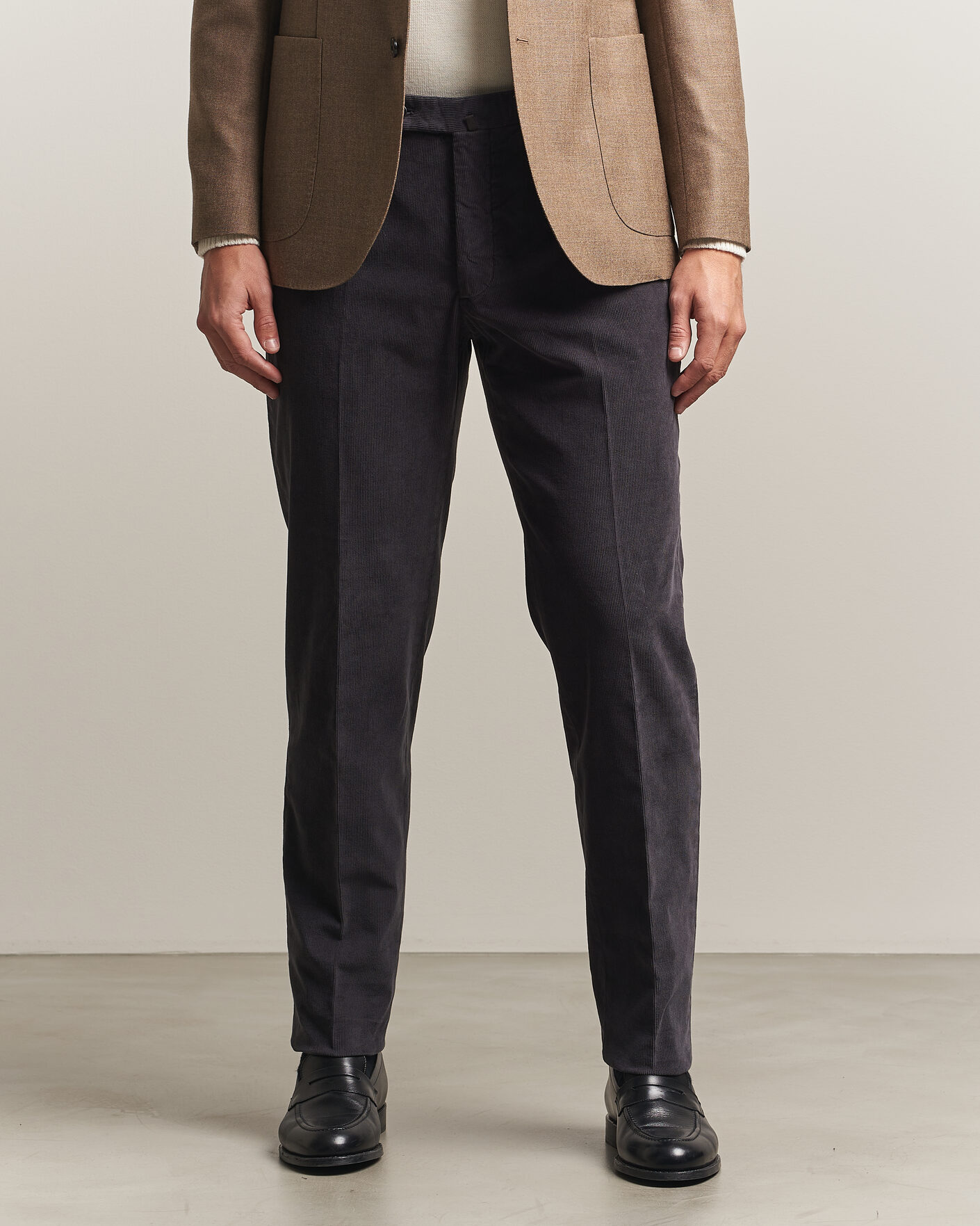 Heren | Broeken | Incotex | Regular Fit Baby Corduroy Trousers Dark Grey