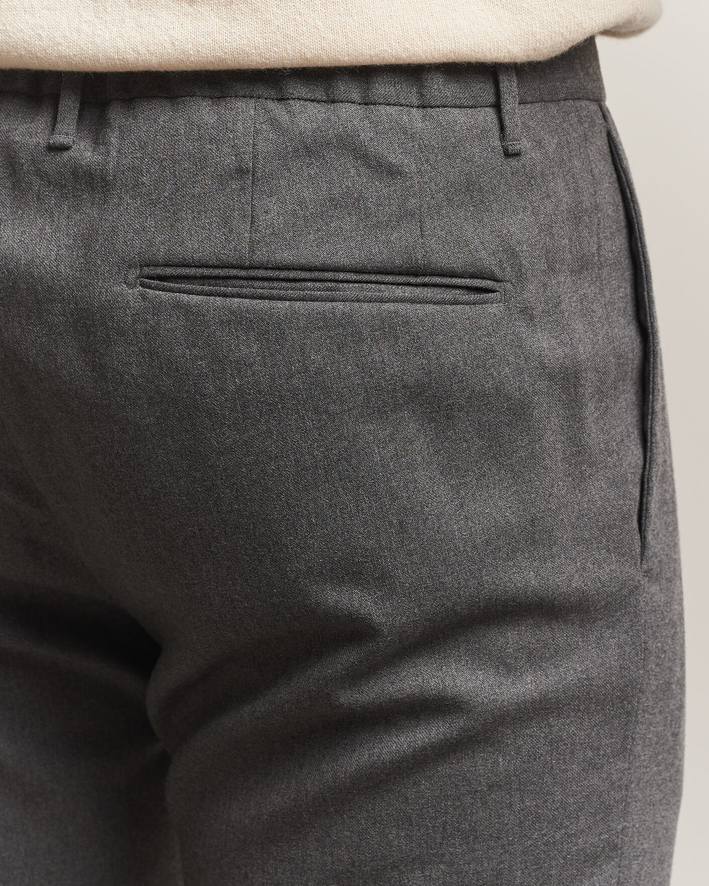 Heren | Broeken | Incotex | Slim Fit Washable Flannel Trousers Grey Melange