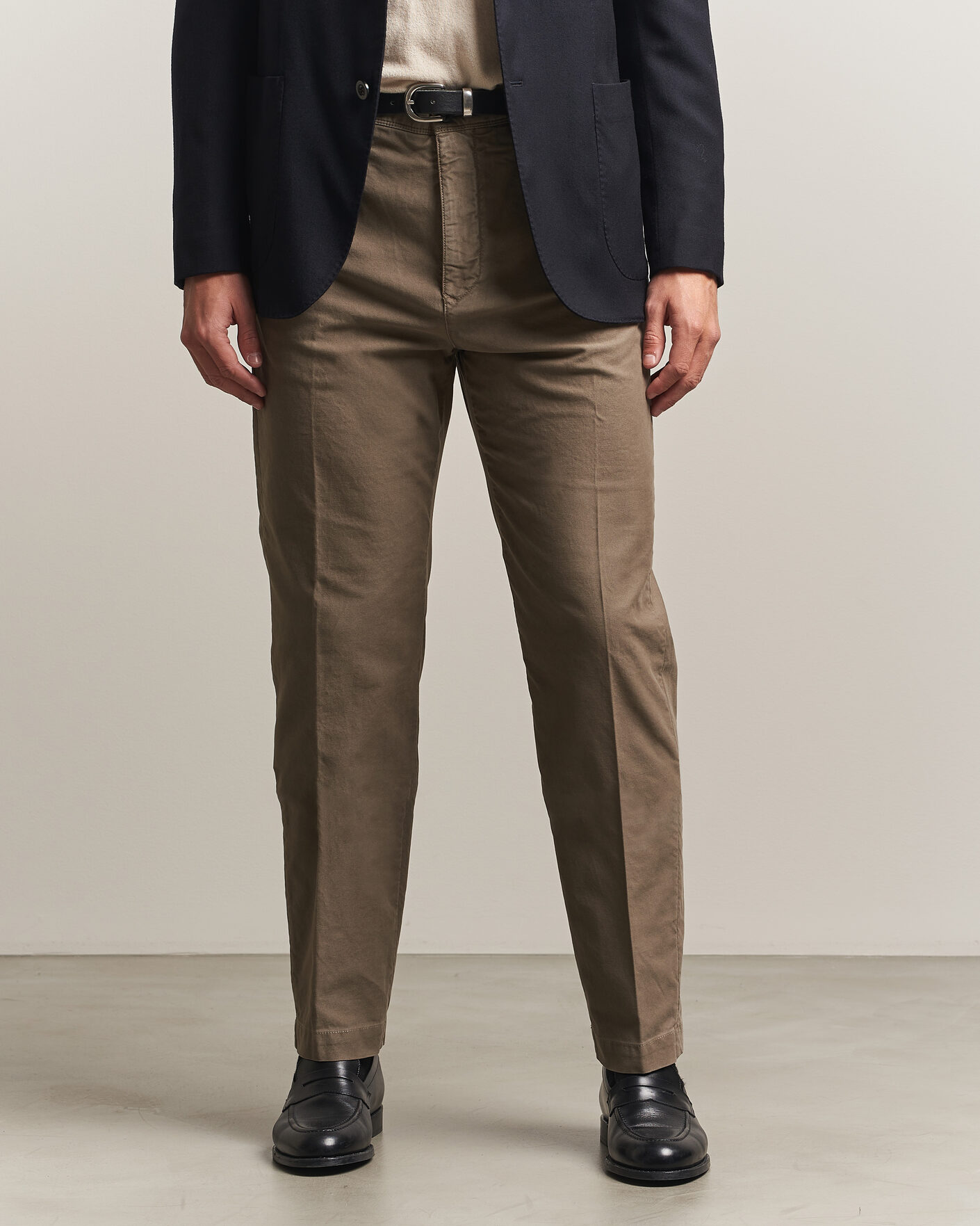 Heren | Broeken | Incotex | Regular Fit Garment Dyed Slacks Taupe