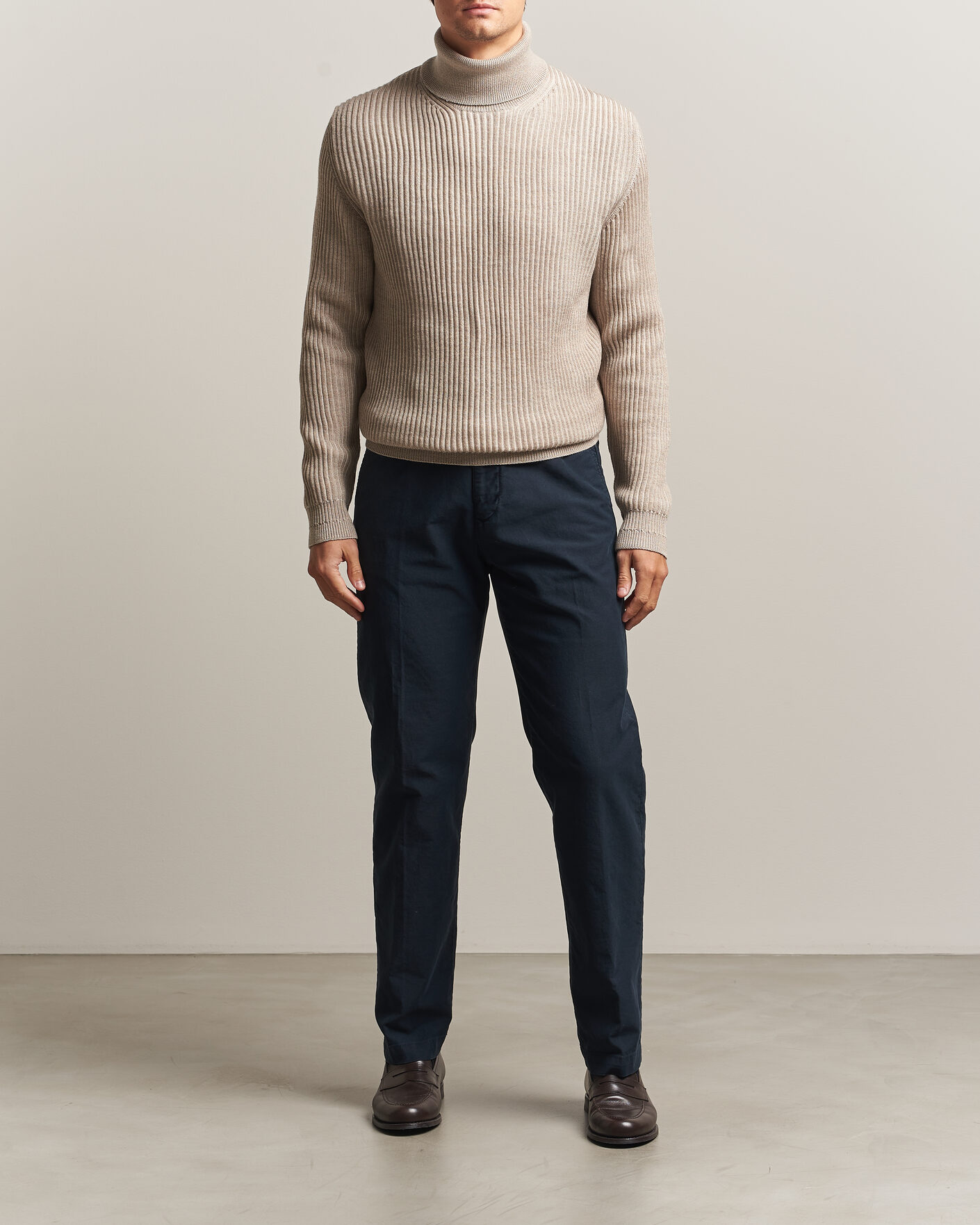 Heren | Broeken | Incotex | Regular Fit Garment Dyed Slacks Navy