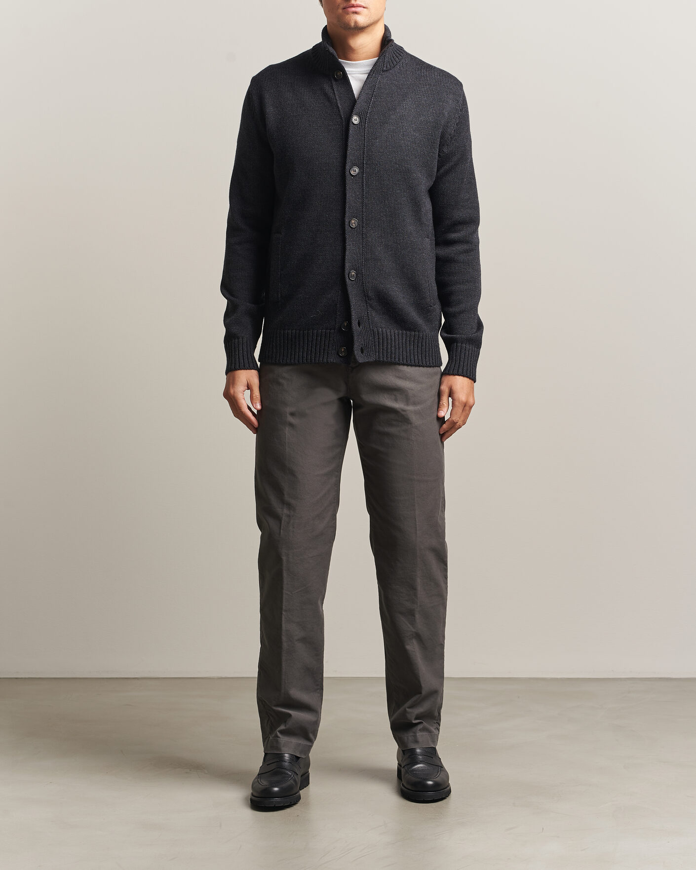 Heren | Broeken | Incotex | Regular Fit Garment Dyed Slacks Dark Grey