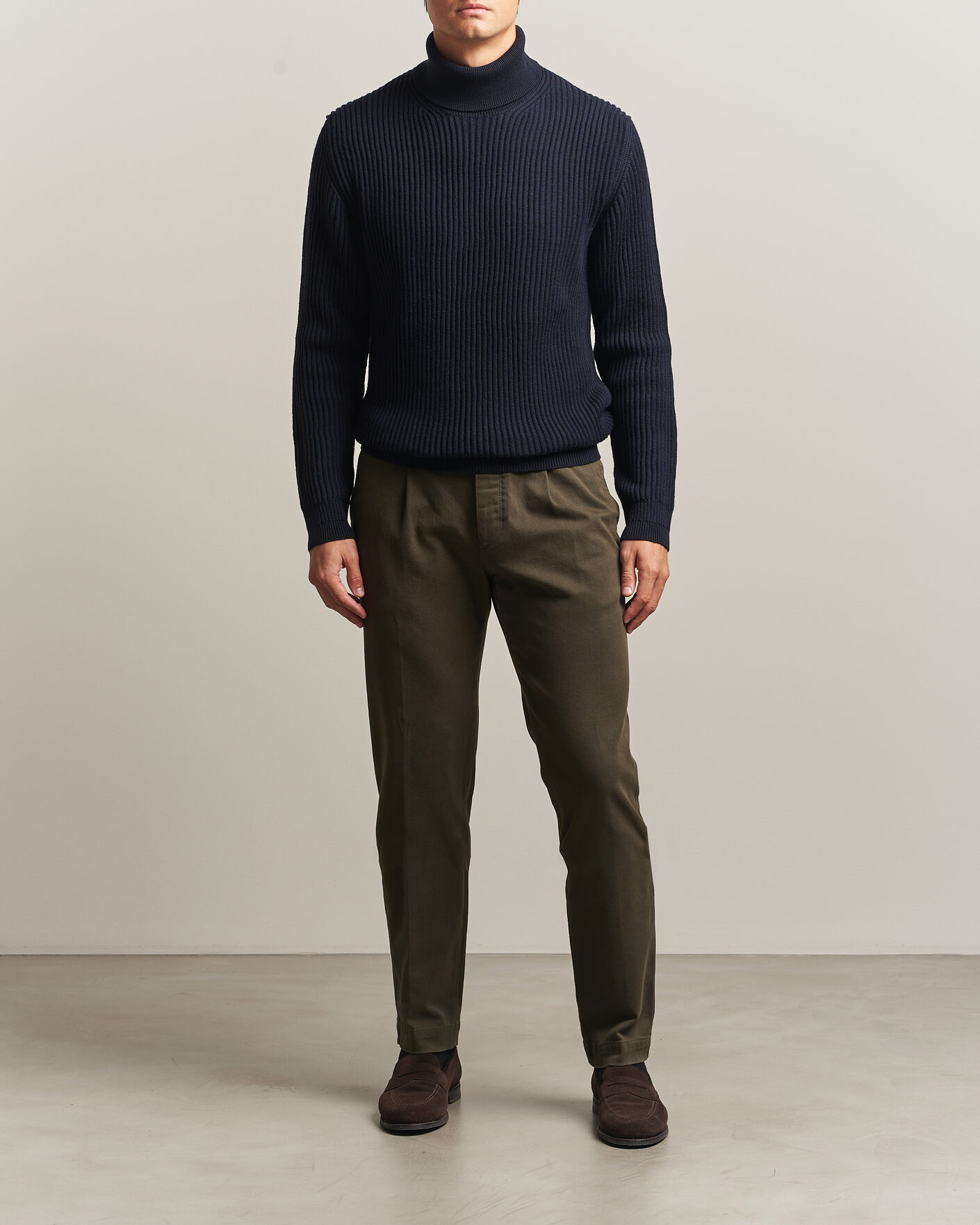 Heren | Broeken | Incotex | Regular Fit Cover Chinos Dark Green