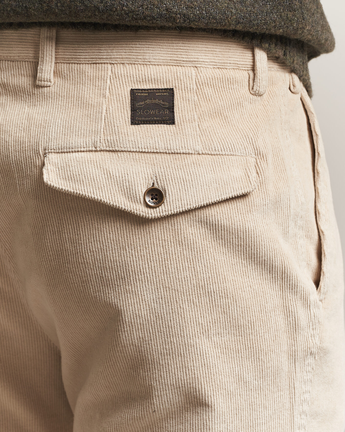 Heren | Broeken | Incotex | Regular Fit Washed Corduroy Slacks Off White