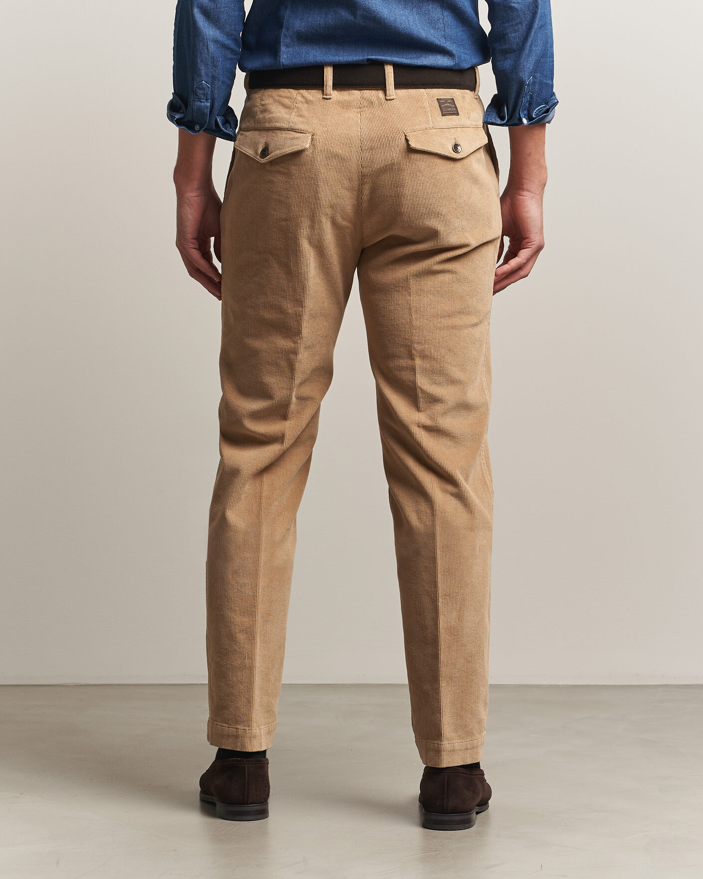 Heren | Broeken | Incotex | Regular Fit Washed Corduroy Slacks Khaki