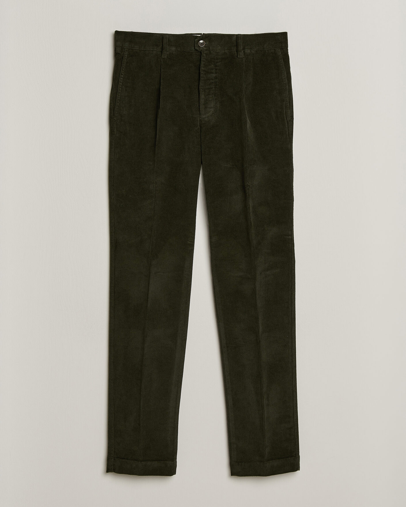 Heren | Broeken | Incotex | Regular Fit Washed Corduroy Slacks Forest Green