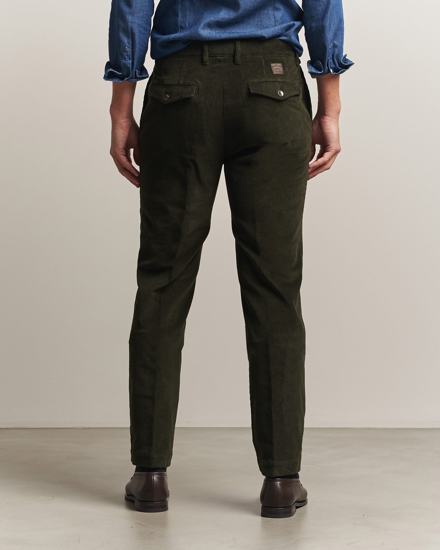Heren | Broeken | Incotex | Regular Fit Washed Corduroy Slacks Forest Green