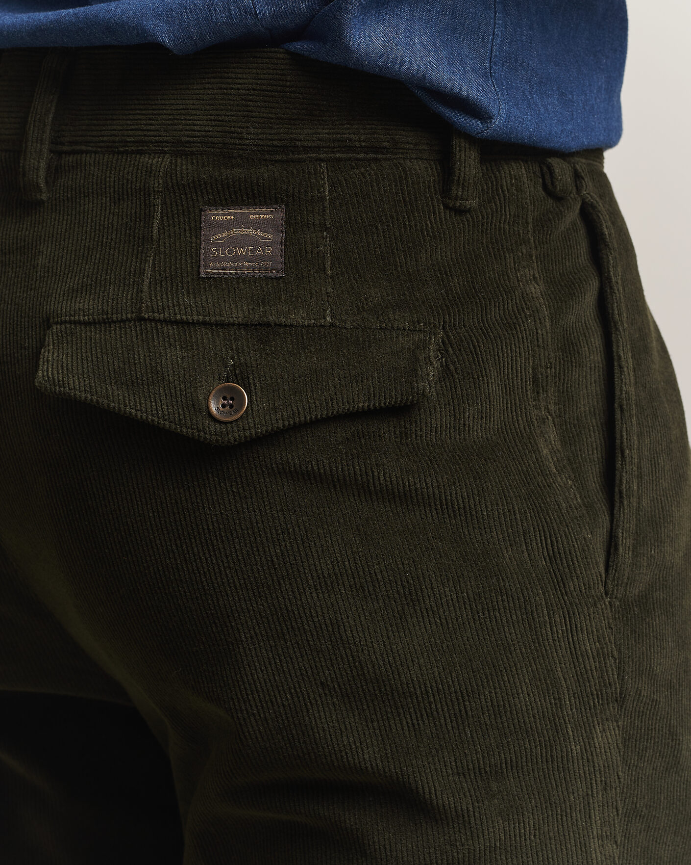 Heren | Broeken | Incotex | Regular Fit Washed Corduroy Slacks Forest Green