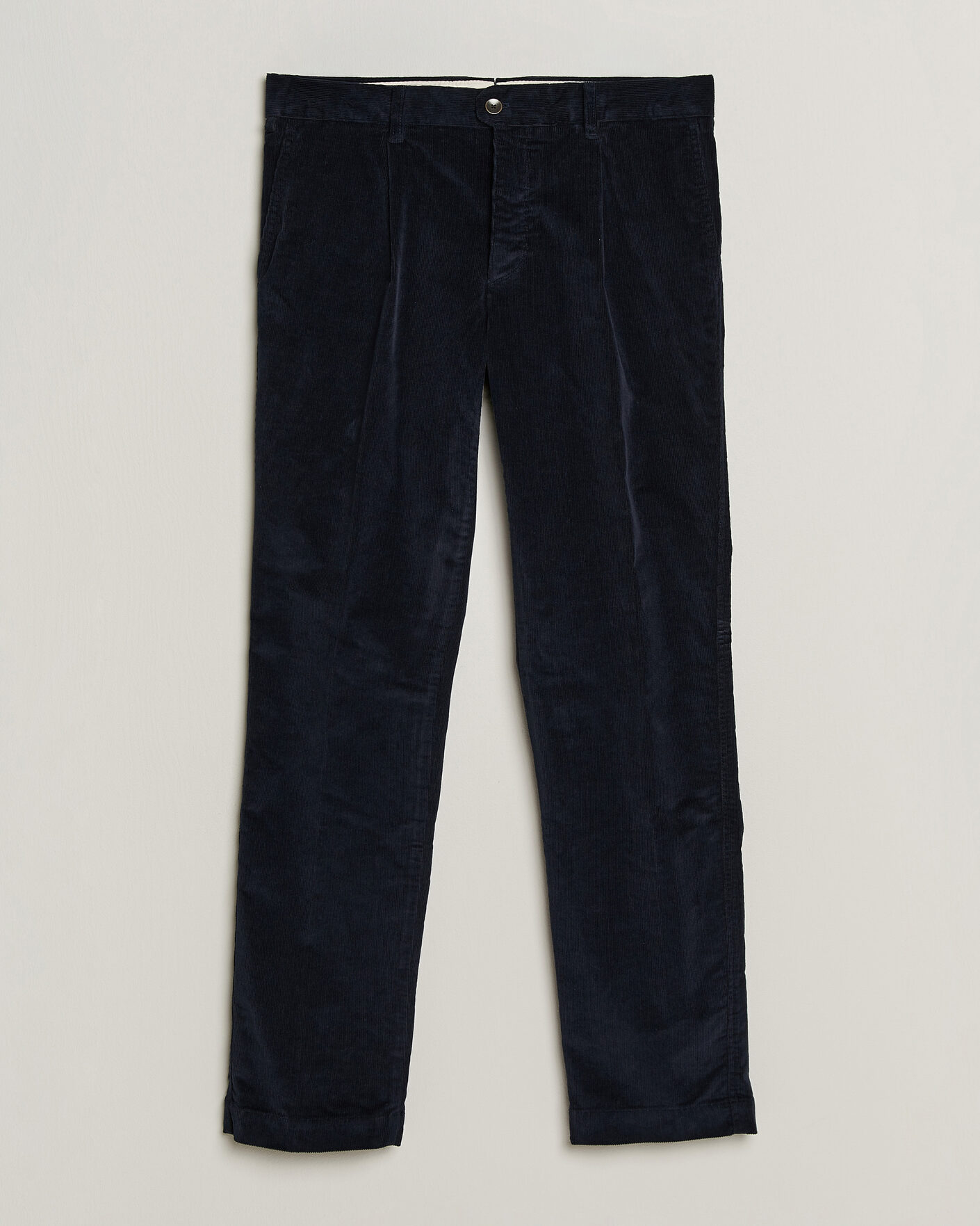 Heren | Broeken | Incotex | Regular Fit Washed Corduroy Slacks Navy