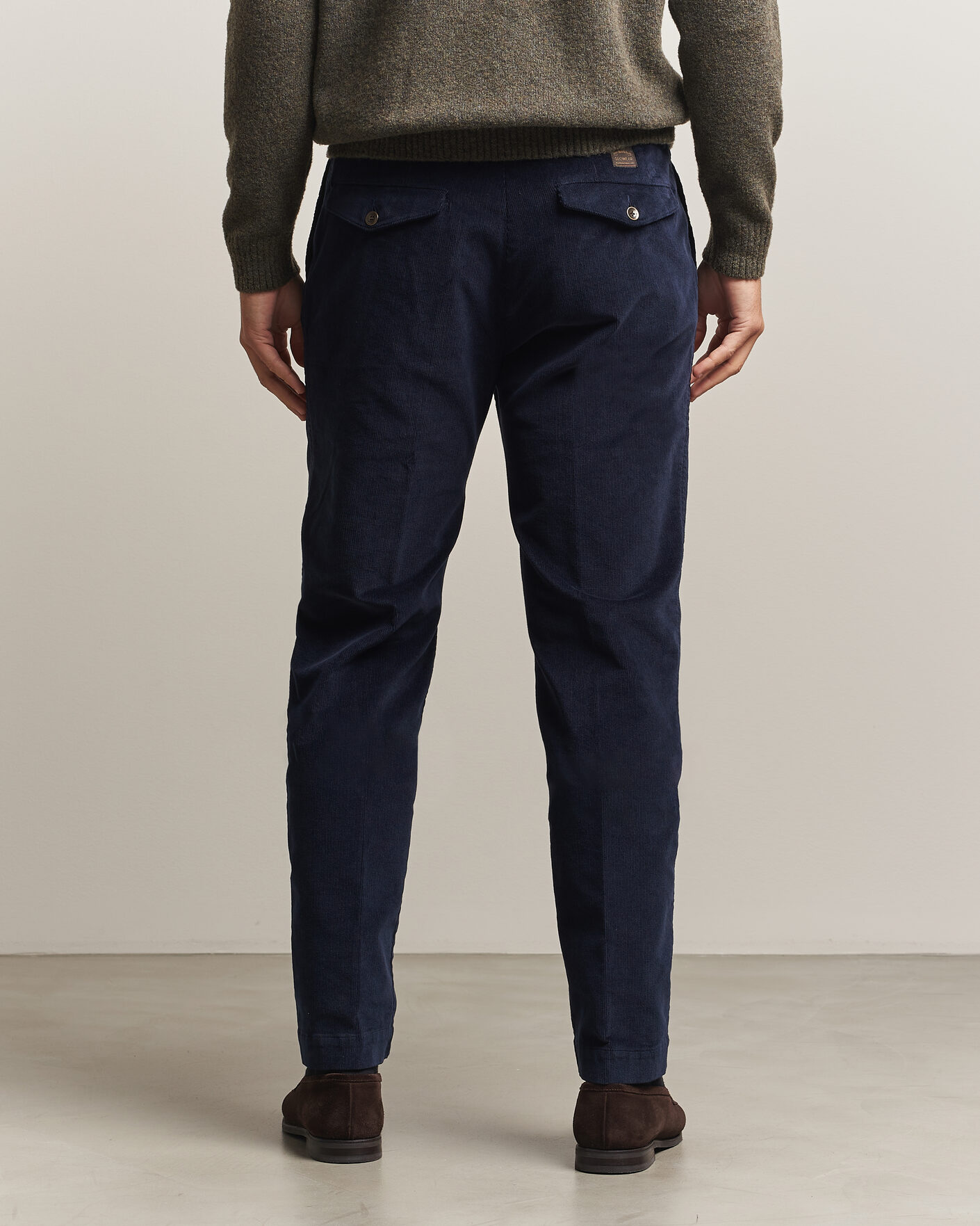 Heren | Broeken | Incotex | Regular Fit Washed Corduroy Slacks Navy