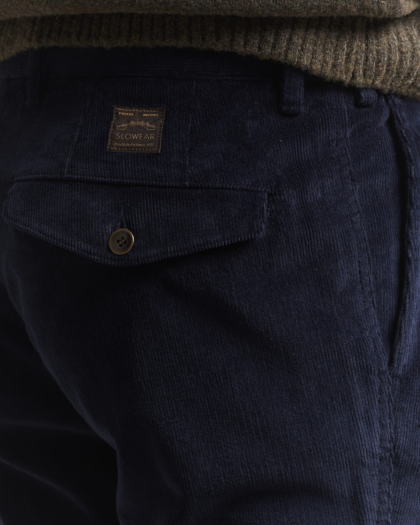 Heren | Broeken | Incotex | Regular Fit Washed Corduroy Slacks Navy