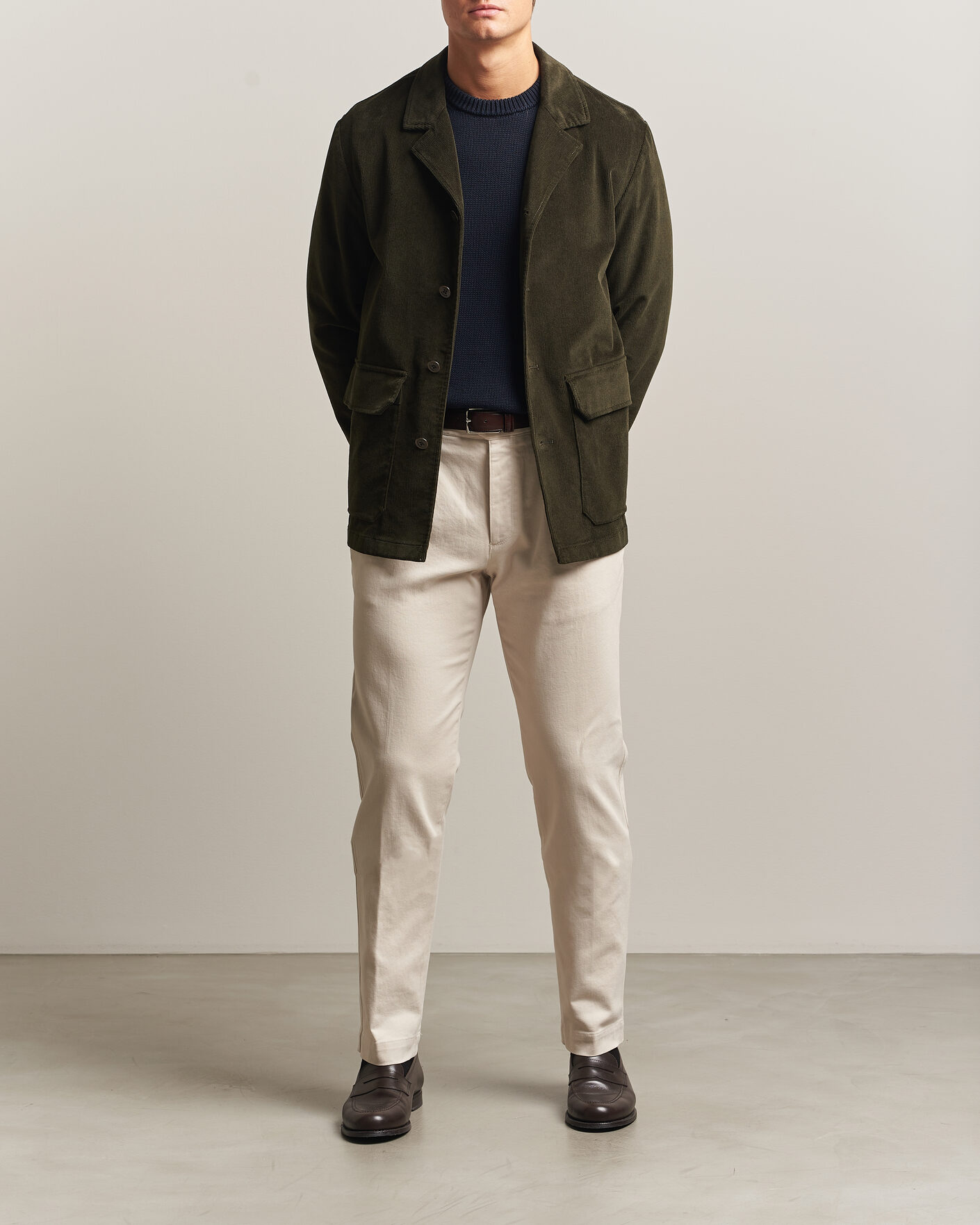 Heren | Blazers | Incotex | Corduroy Sports Jacket Forest Green
