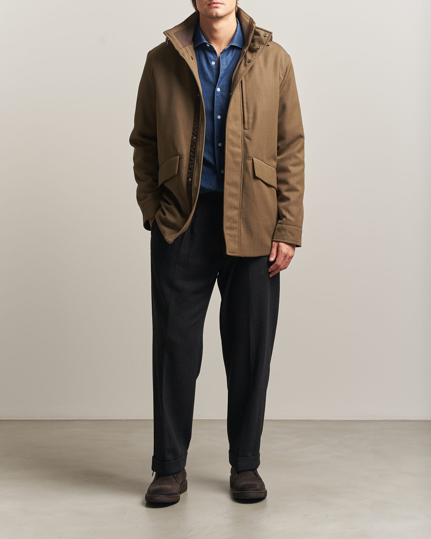 Heren | Jassen | Incotex | Water Repellent Rain Caban Country Green