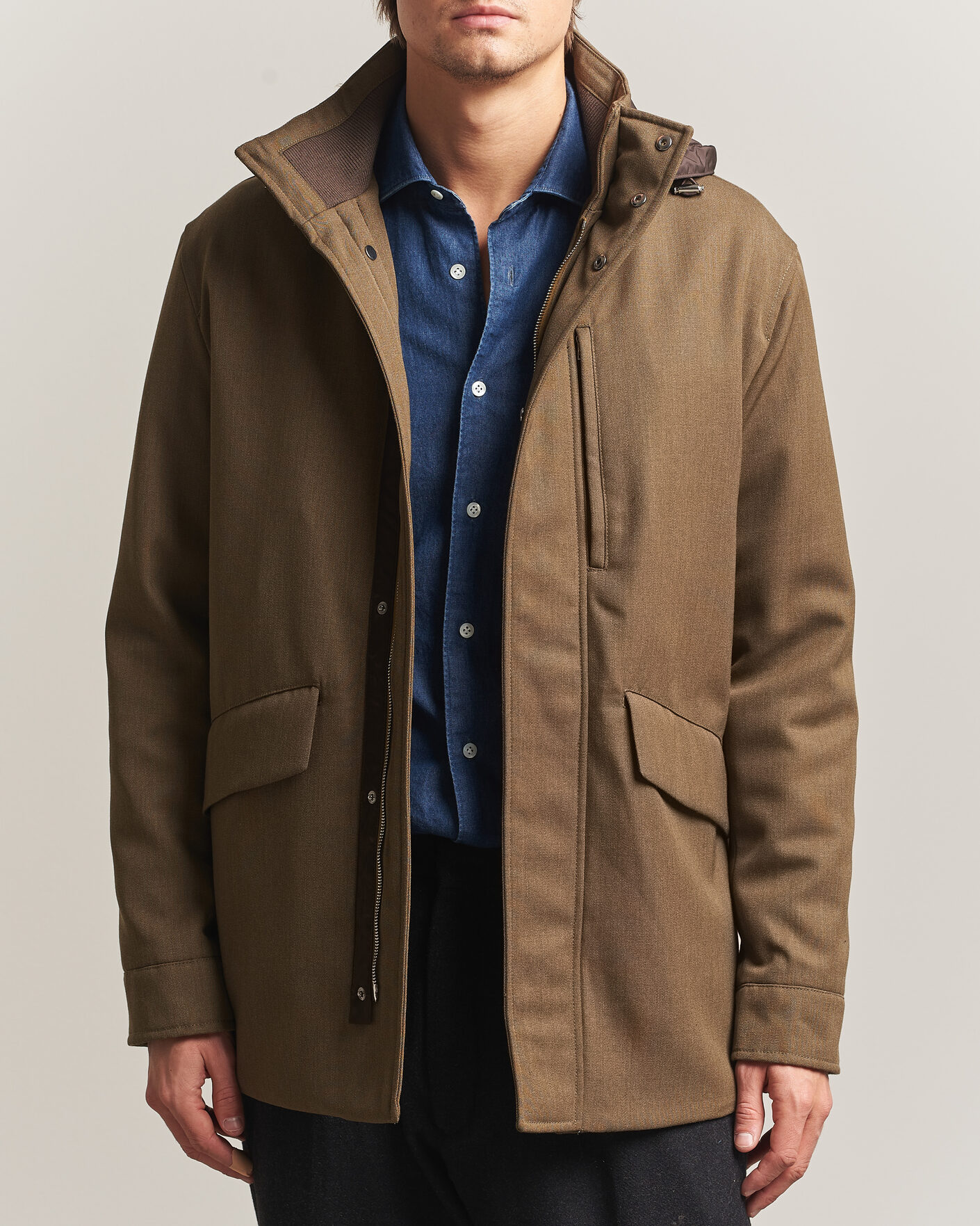 Heren | Jassen | Incotex | Water Repellent Rain Caban Country Green