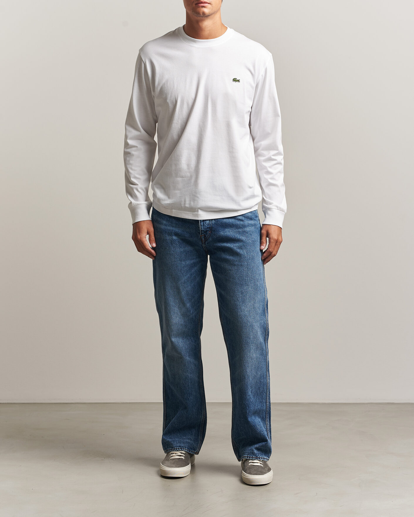 Heren | T-shirts | Lacoste | Crew Neck Long Sleeve T-Shirt White