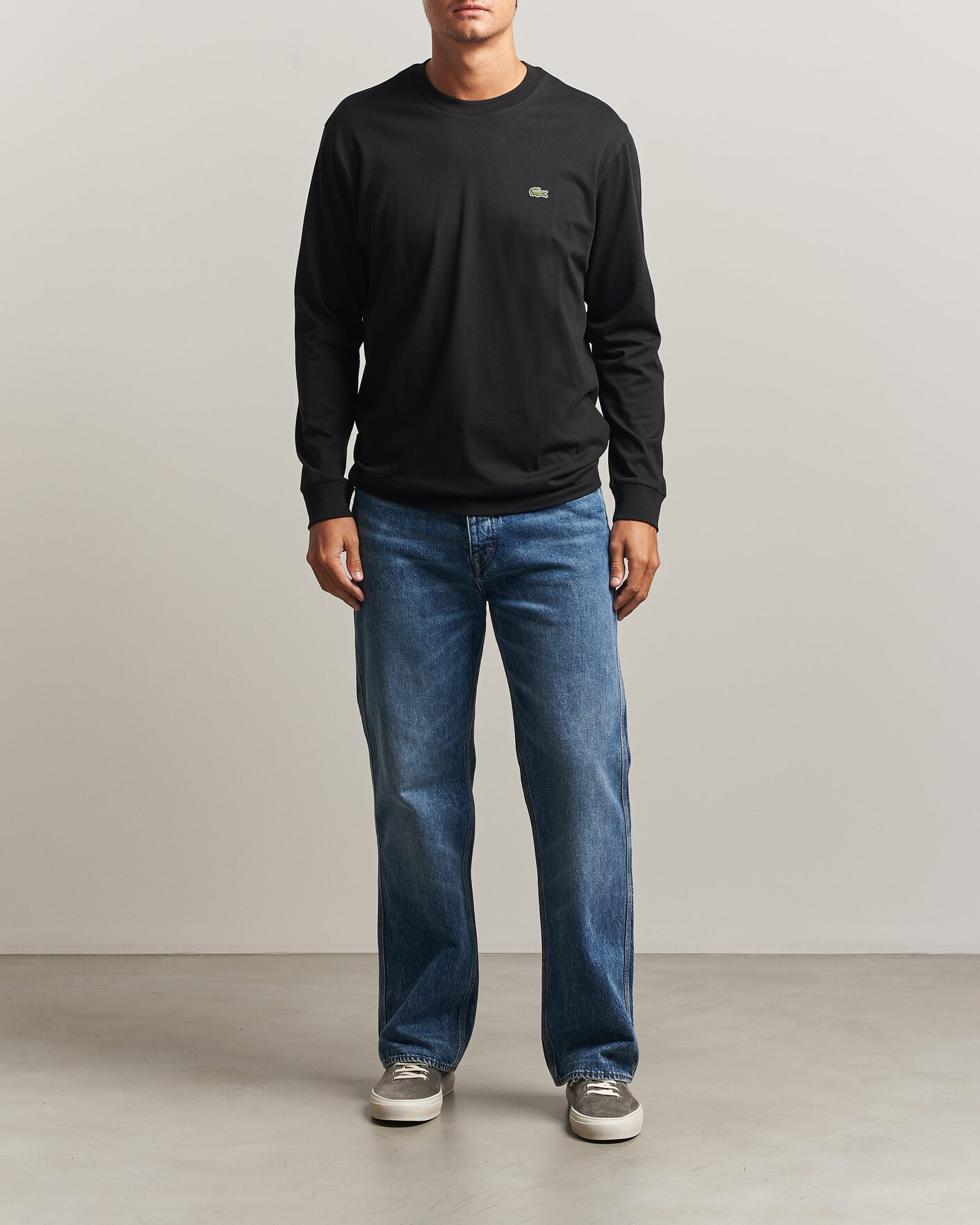 Heren | T-shirts | Lacoste | Crew Neck Long Sleeve T-Shirt Black