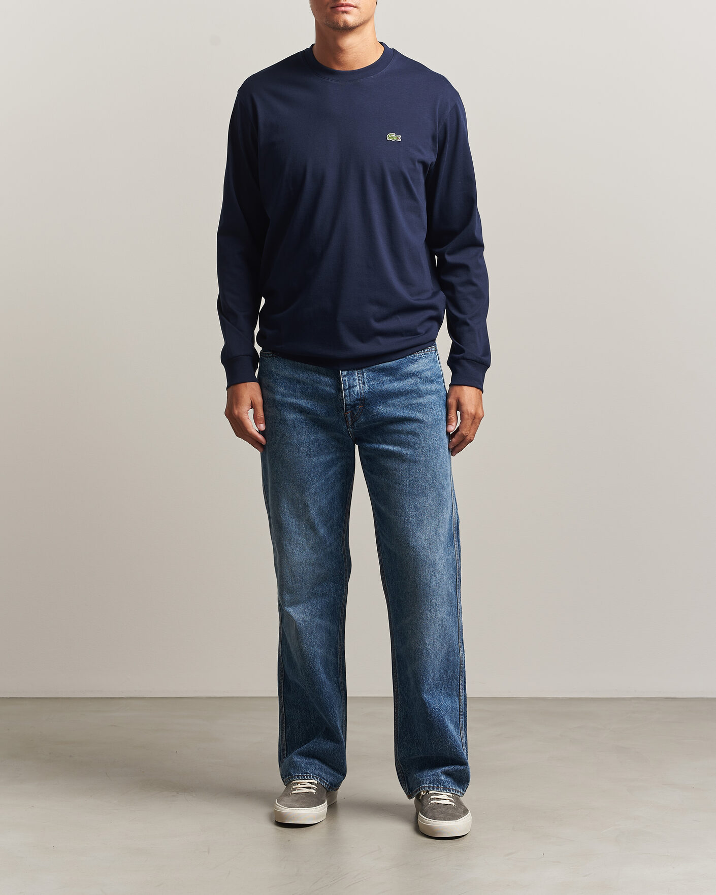 Heren | T-shirts | Lacoste | Crew Neck Long Sleeve T-Shirt Navy Blue