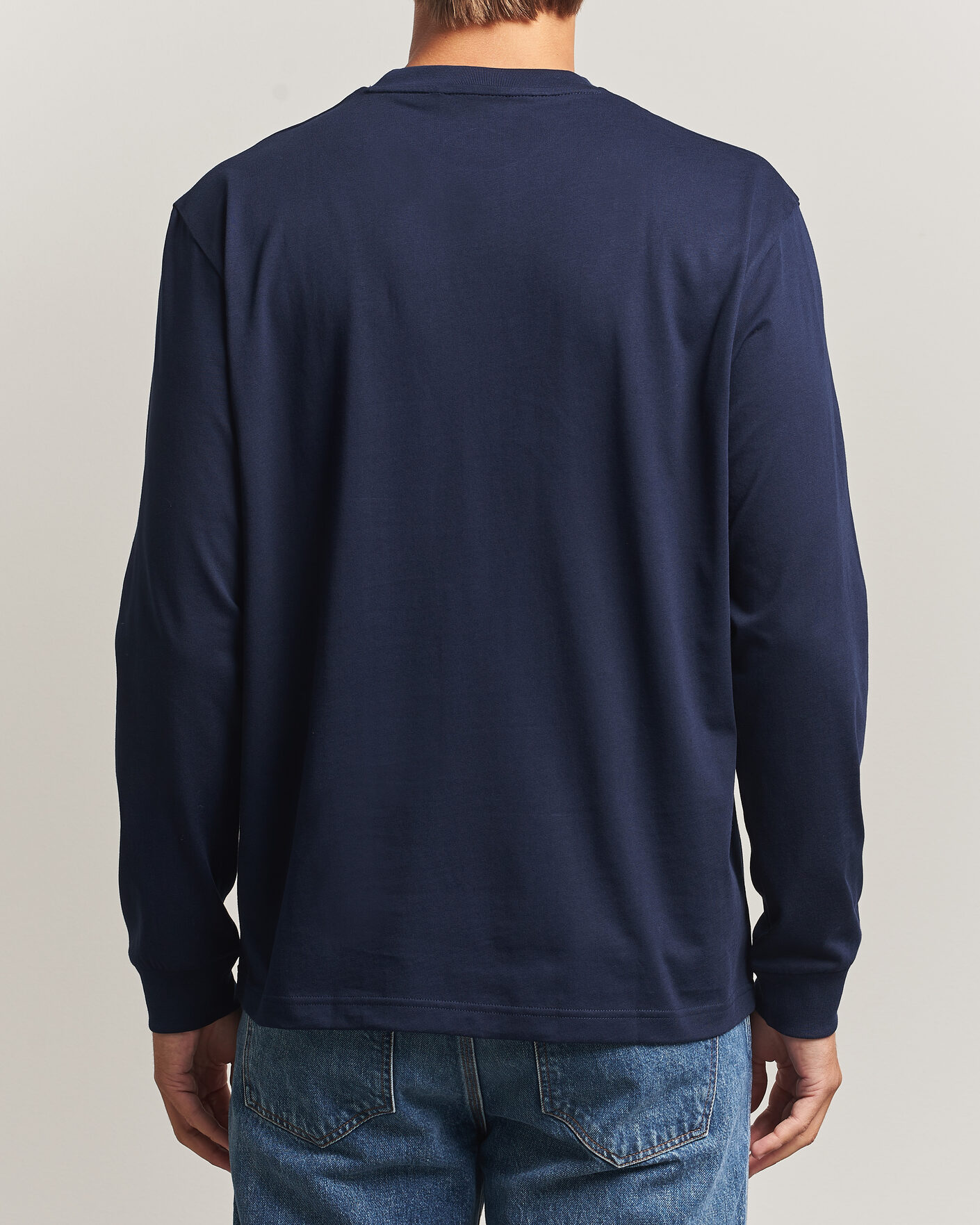 Heren | T-shirts | Lacoste | Crew Neck Long Sleeve T-Shirt Navy Blue
